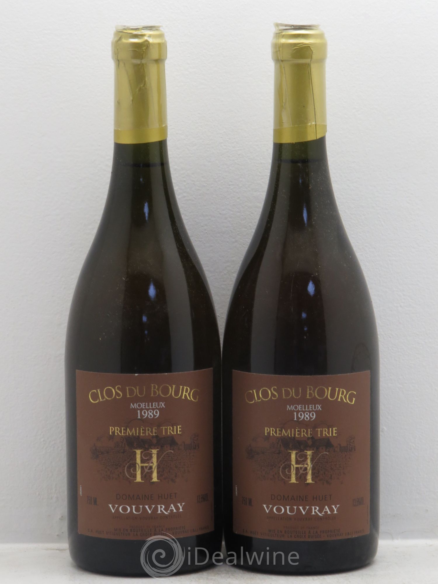 Vouvray Clos du Bourg Moelleux 1ère trie Domaine Huet 1989 - Lotto di 2 bottiglie - 0