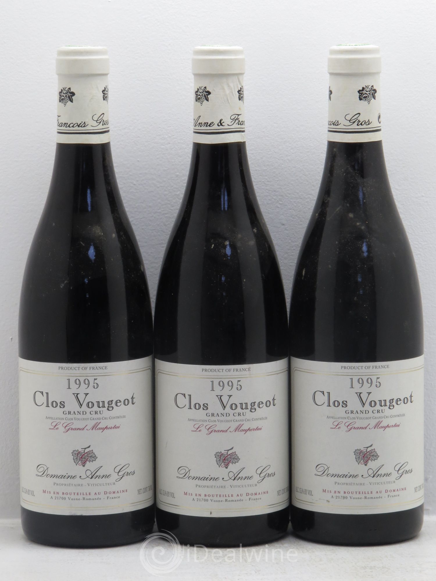 Clos de Vougeot Grand Cru Anne Gros 1995 - Lot de 3 bouteilles - 0