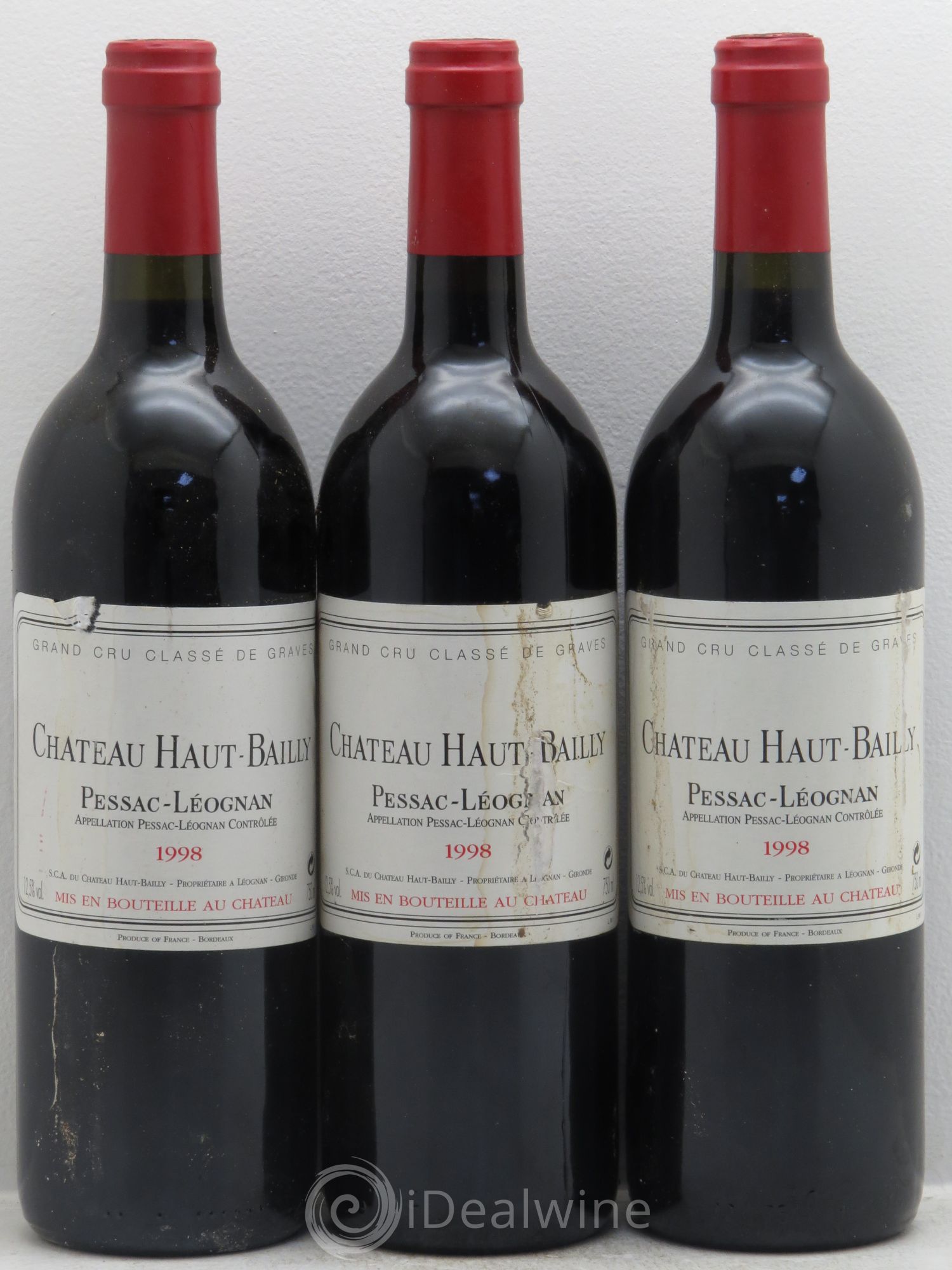 Château Haut-Bailly Cru Classé de Graves 1998 - Lot de 3 bouteilles - 0