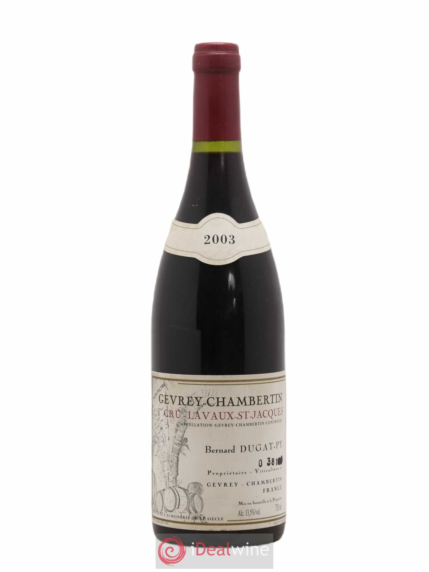 Gevrey-Chambertin 1er Cru Lavaux Saint Jacques Dugat-Py 2003 - Lot de 1 bouteille - 0