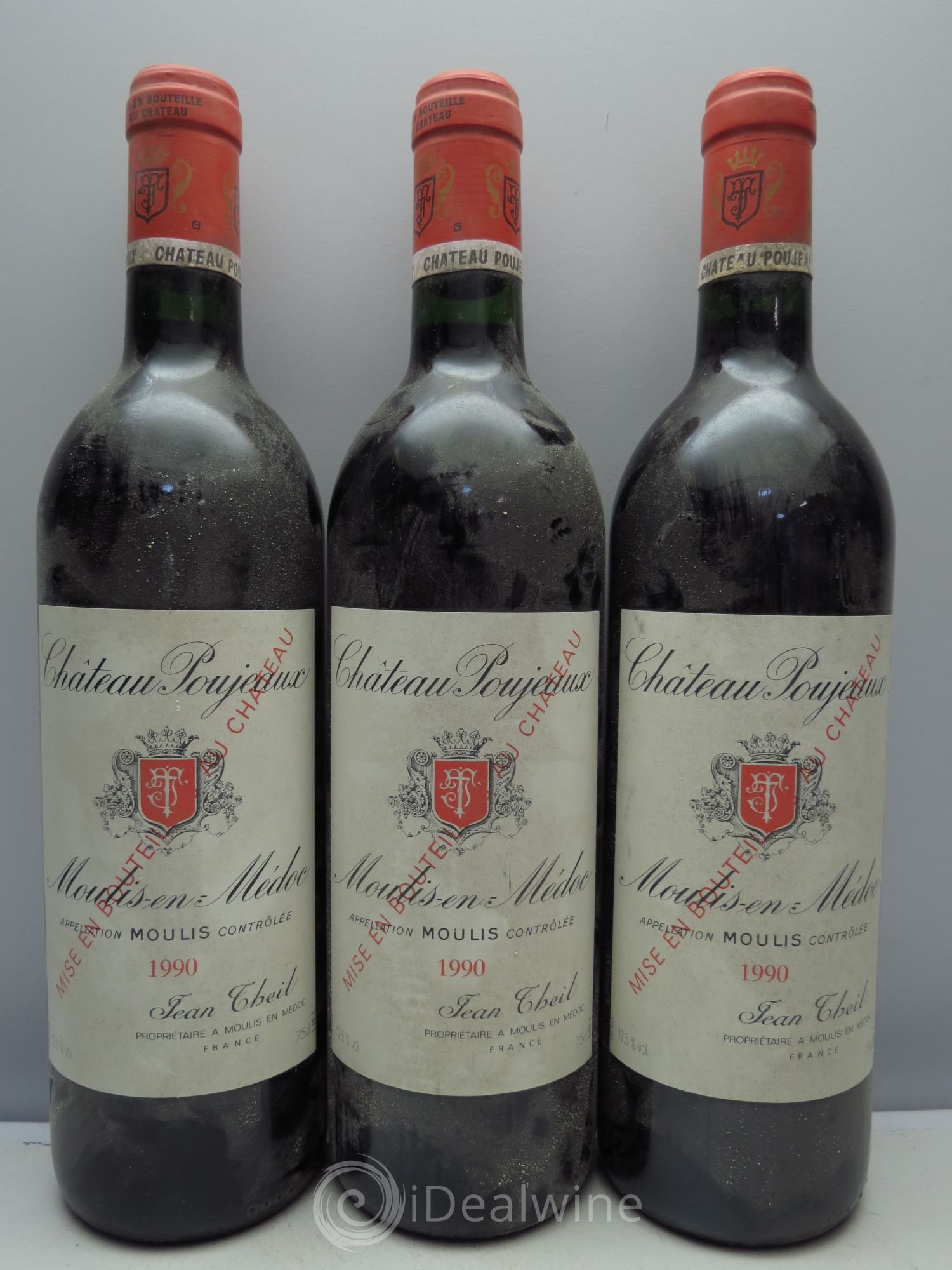 Château Poujeaux 1990 - Lot de 3 bouteilles - 0
