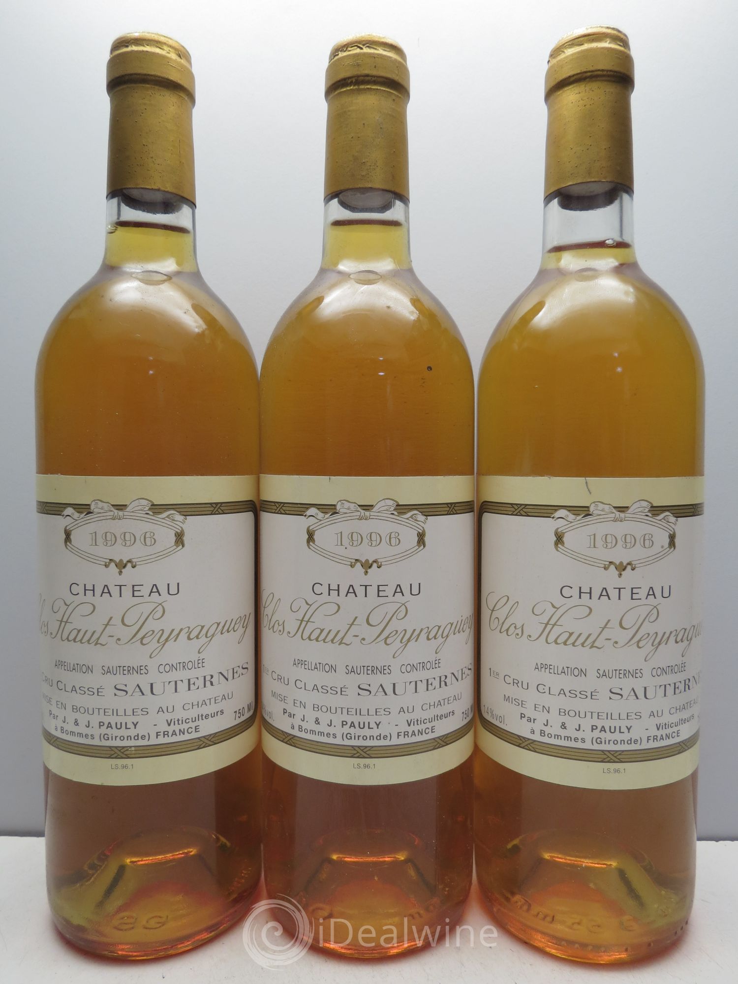 Clos Haut-Peyraguey 1er Grand Cru Classé 1996 - Lotto di 3 bottiglie - 0