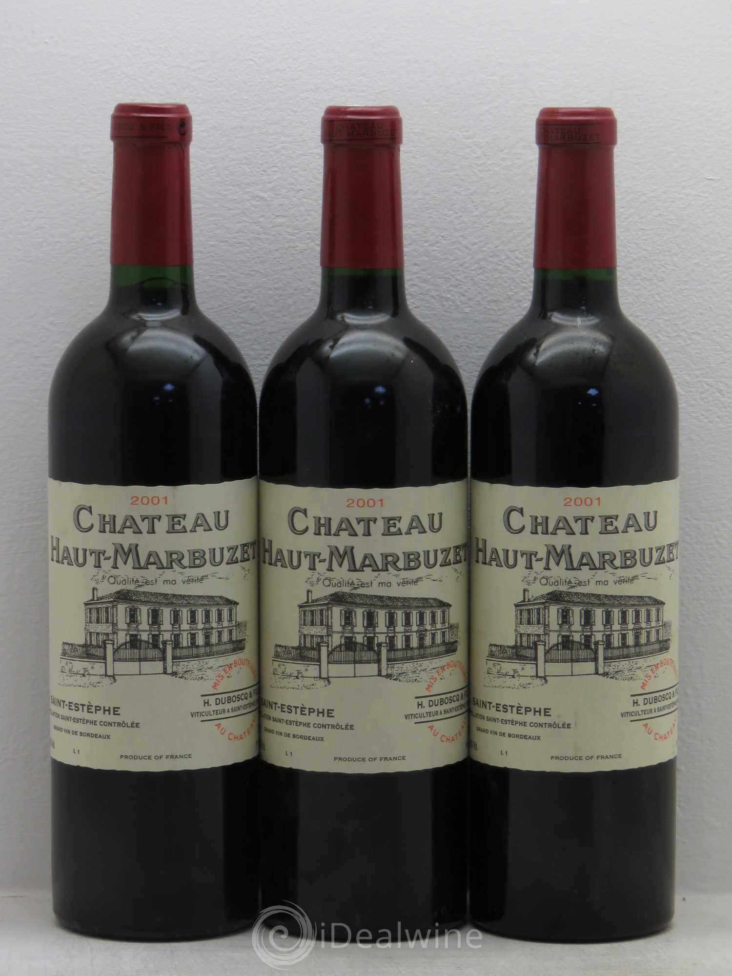 Château Haut Marbuzet 2001 - Lot de 3 bouteilles - 0
