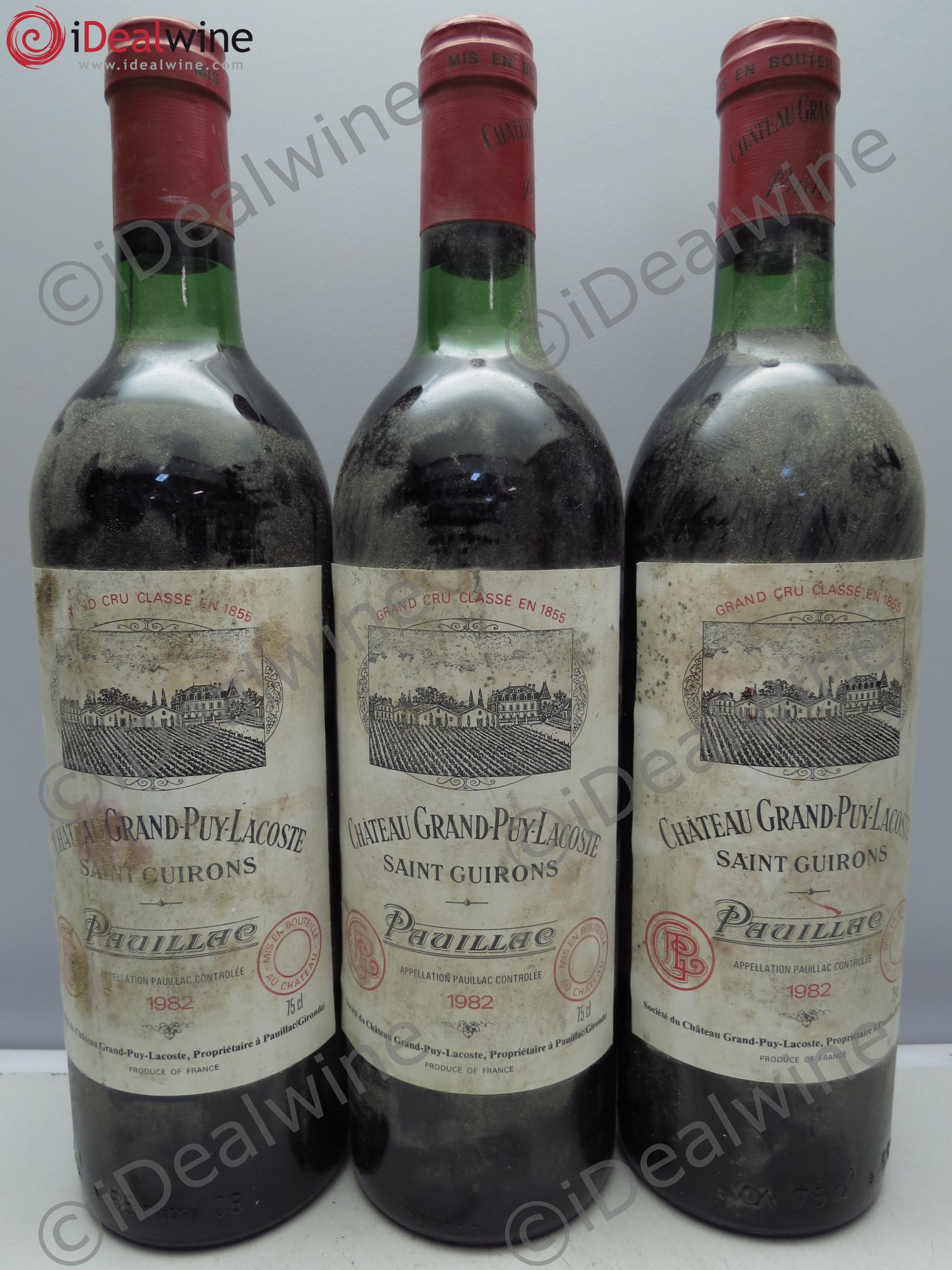 Château Grand Puy Lacoste 5ème Grand Cru Classé 1982 - Lot de 3 bouteilles - 0