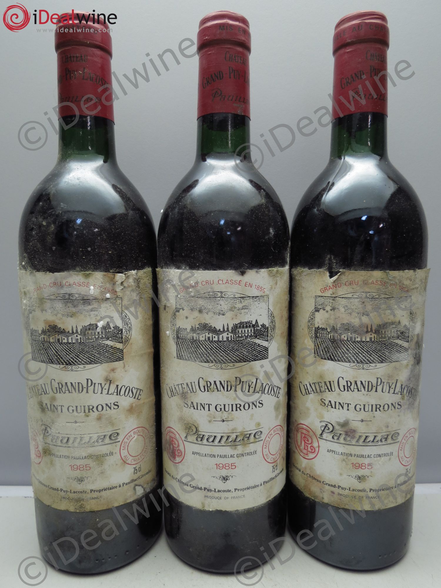 Château Grand Puy Lacoste 5ème Grand Cru Classé 1985 - Lot de 3 bouteilles - 0