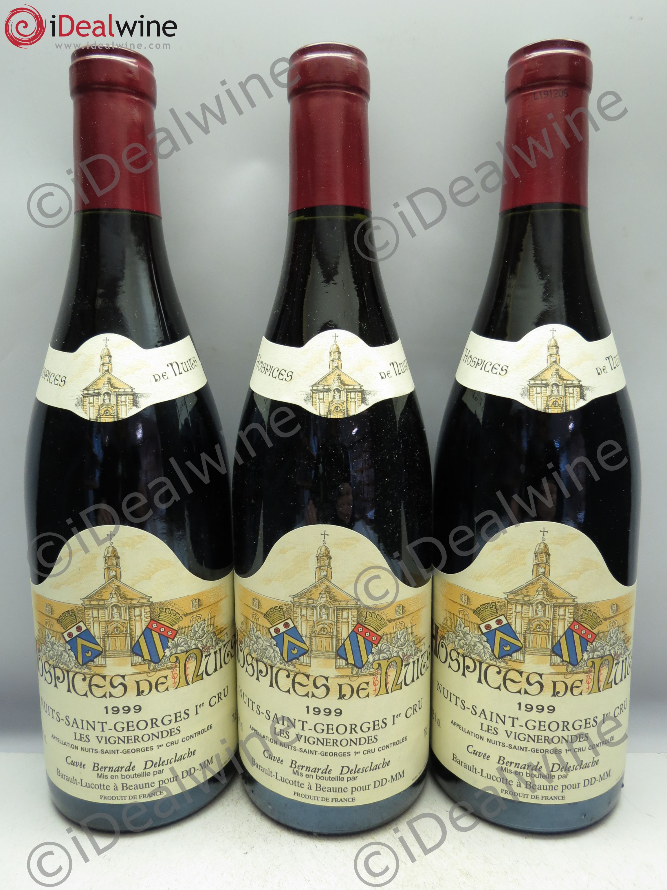 Nuits-Saint-Georges 1er Cru Les Vignerondes Cuvée Bernard Delesclache Hospices de Nuits 1999 - Posten von 3 Flaschen - 0