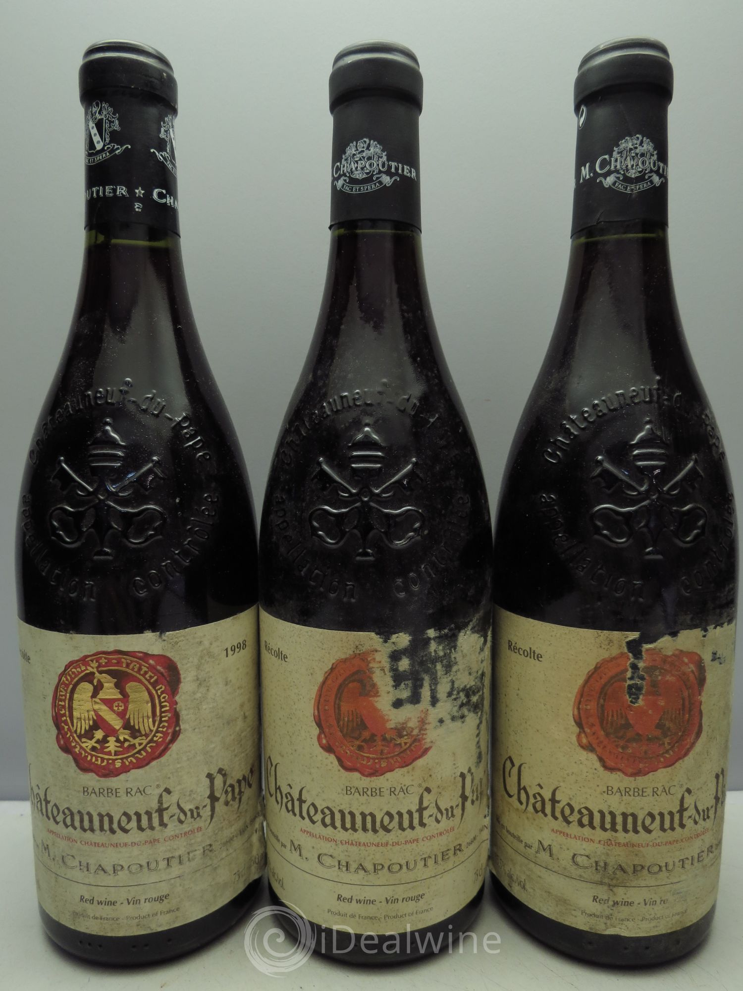 Châteauneuf-du-Pape Barbe Rac Chapoutier 1998 - Lot de 3 bouteilles - 0