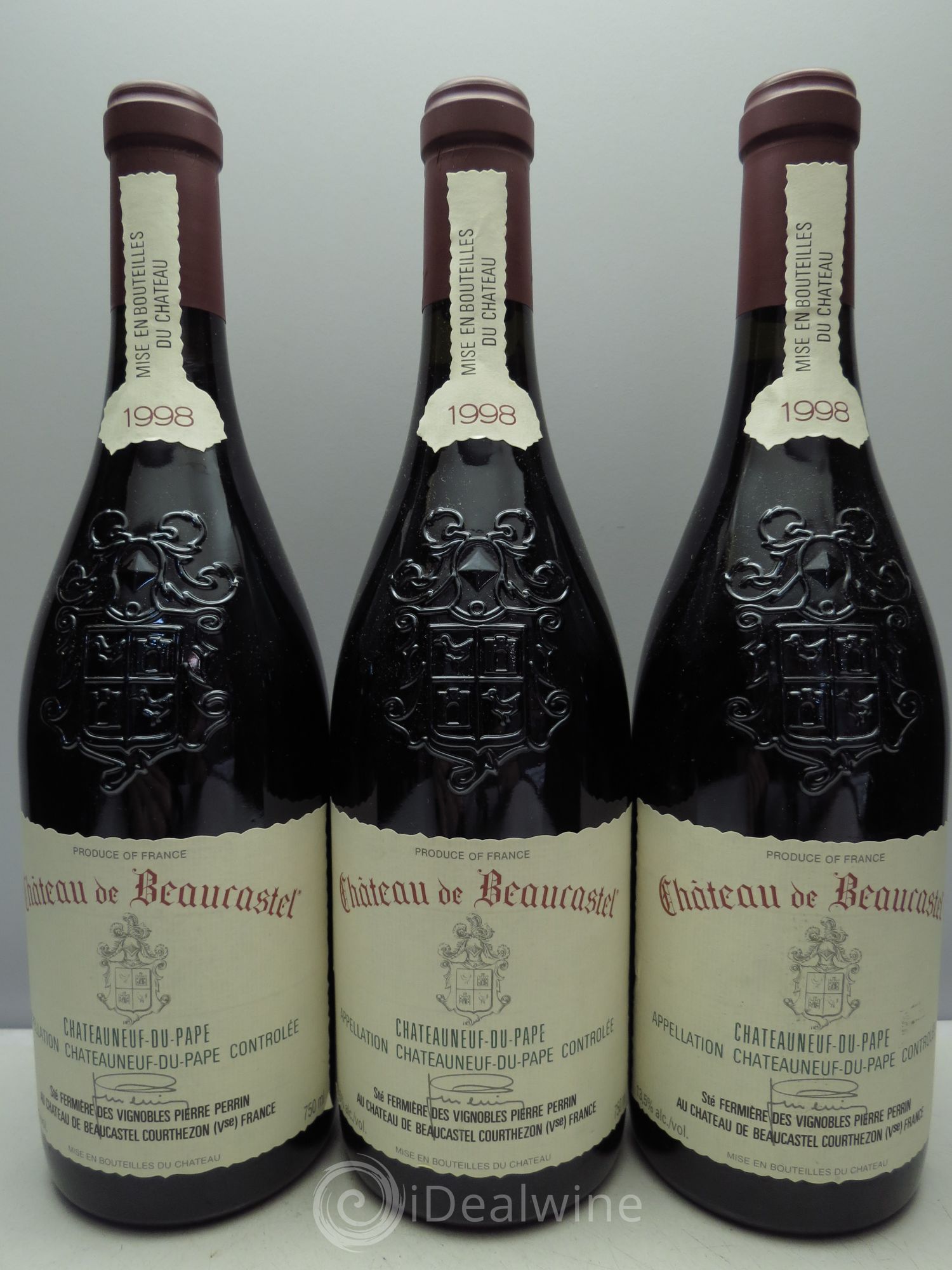 Châteauneuf-du-Pape Château de Beaucastel Famille Perrin 1998 - Lot de 3 bouteilles - 0