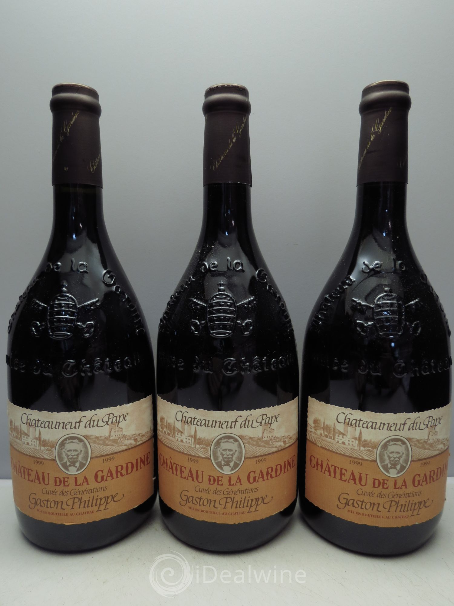 Châteauneuf-du-Pape Château de La Gardine Cuvée des Générations Gaston Philippe Famille Brunel 1999 - Lot de 3 bouteilles - 0