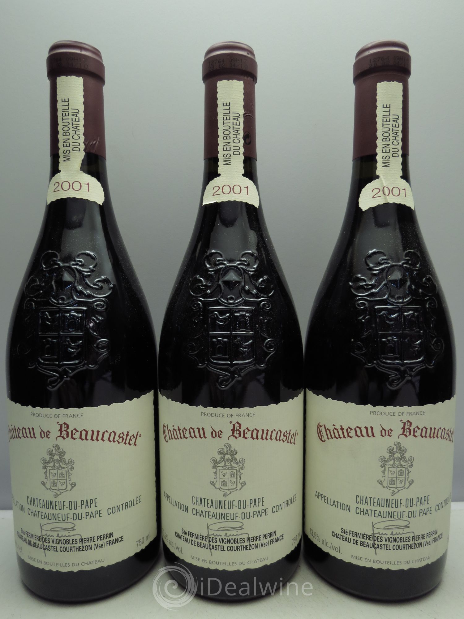 Châteauneuf-du-Pape Château de Beaucastel Famille Perrin 2001 - Lot de 3 bouteilles - 0