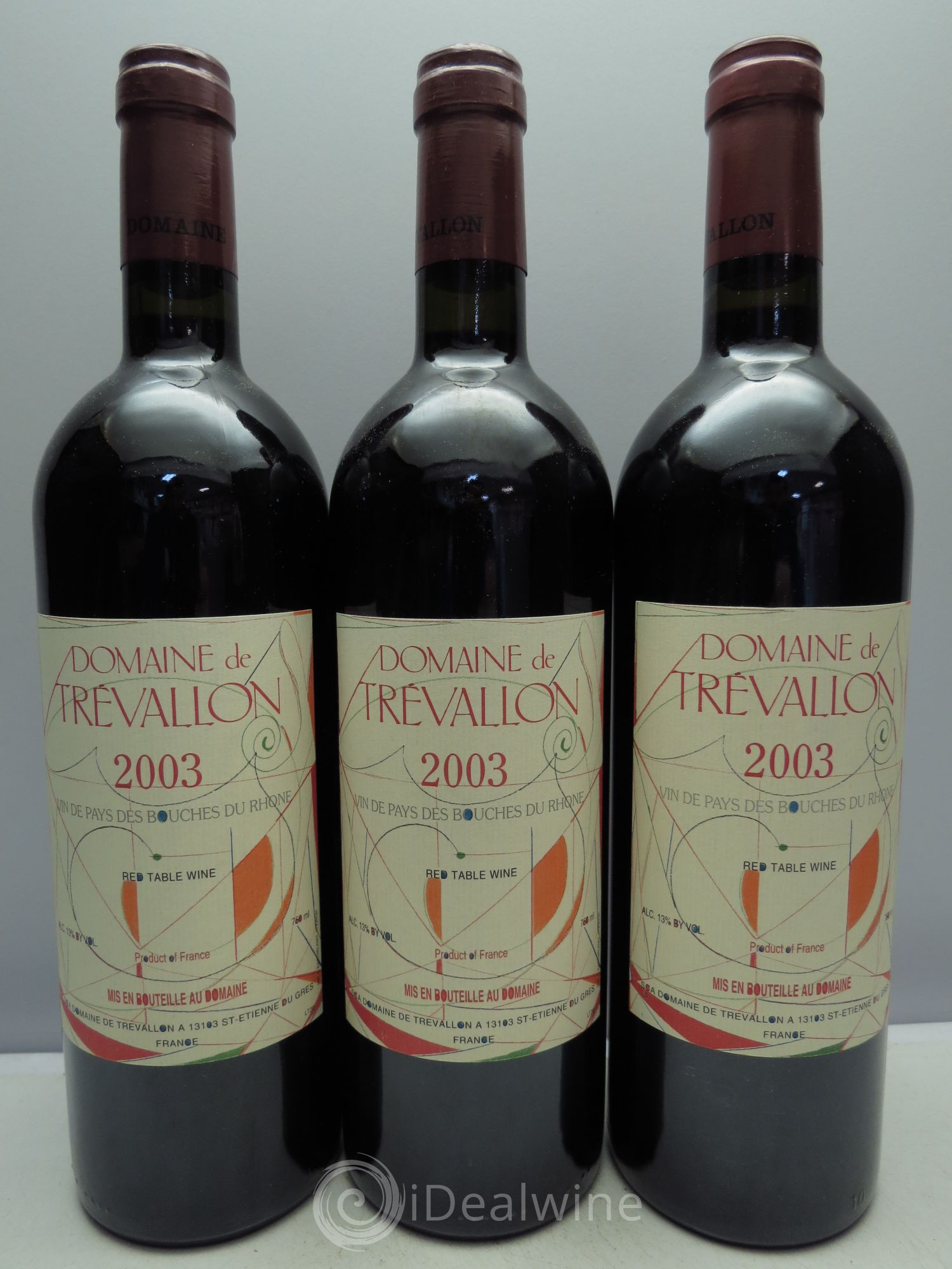 VDP Bouches du Rhône Trévallon (Domaine de) Eloi Dürrbach 2003 - Lot de 3 bouteilles - 0