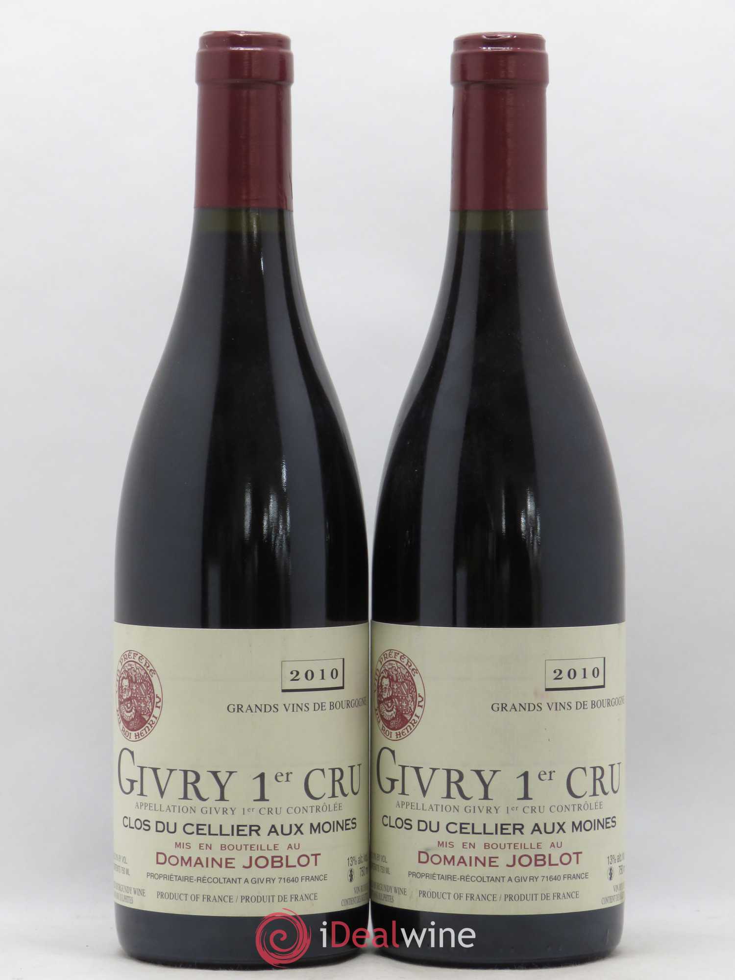 Givry 1er Cru Clos du Cellier aux Moines Joblot (Domaine) 2010 - Lot de 2 bouteilles - 0