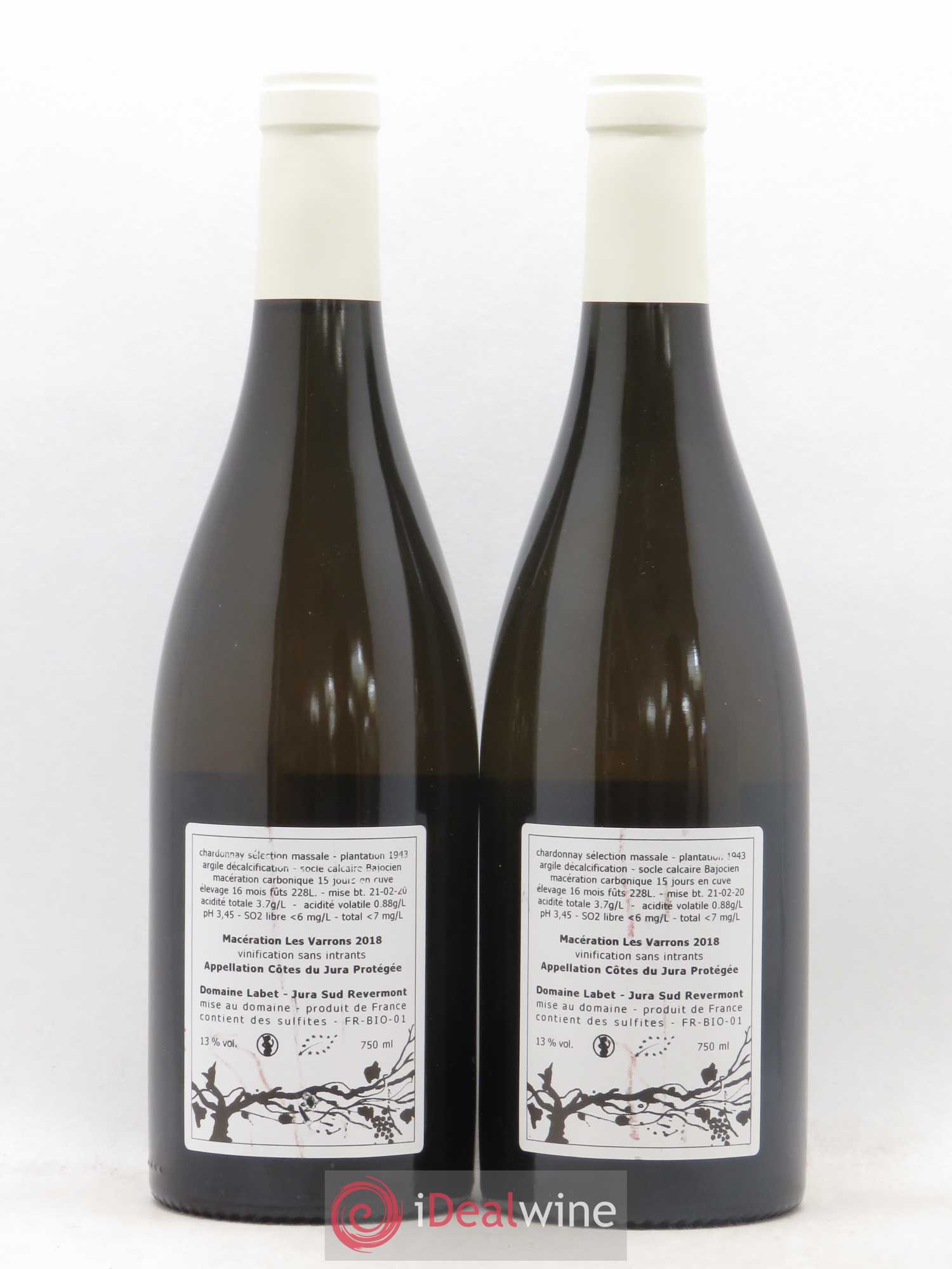 Côtes du Jura Chardonnay de Macération Les Varrons Labet 2018 - Posten von 2 Flaschen - 1