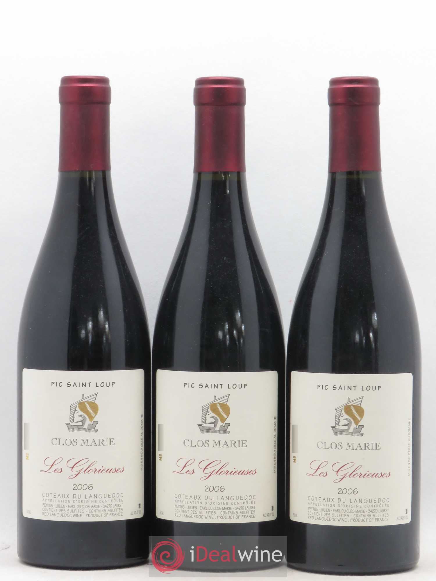 Pic Saint-Loup Clos Marie Les Glorieuses Christophe Peyrus et Françoise Julien 2006 - Lot de 3 bouteilles - 0