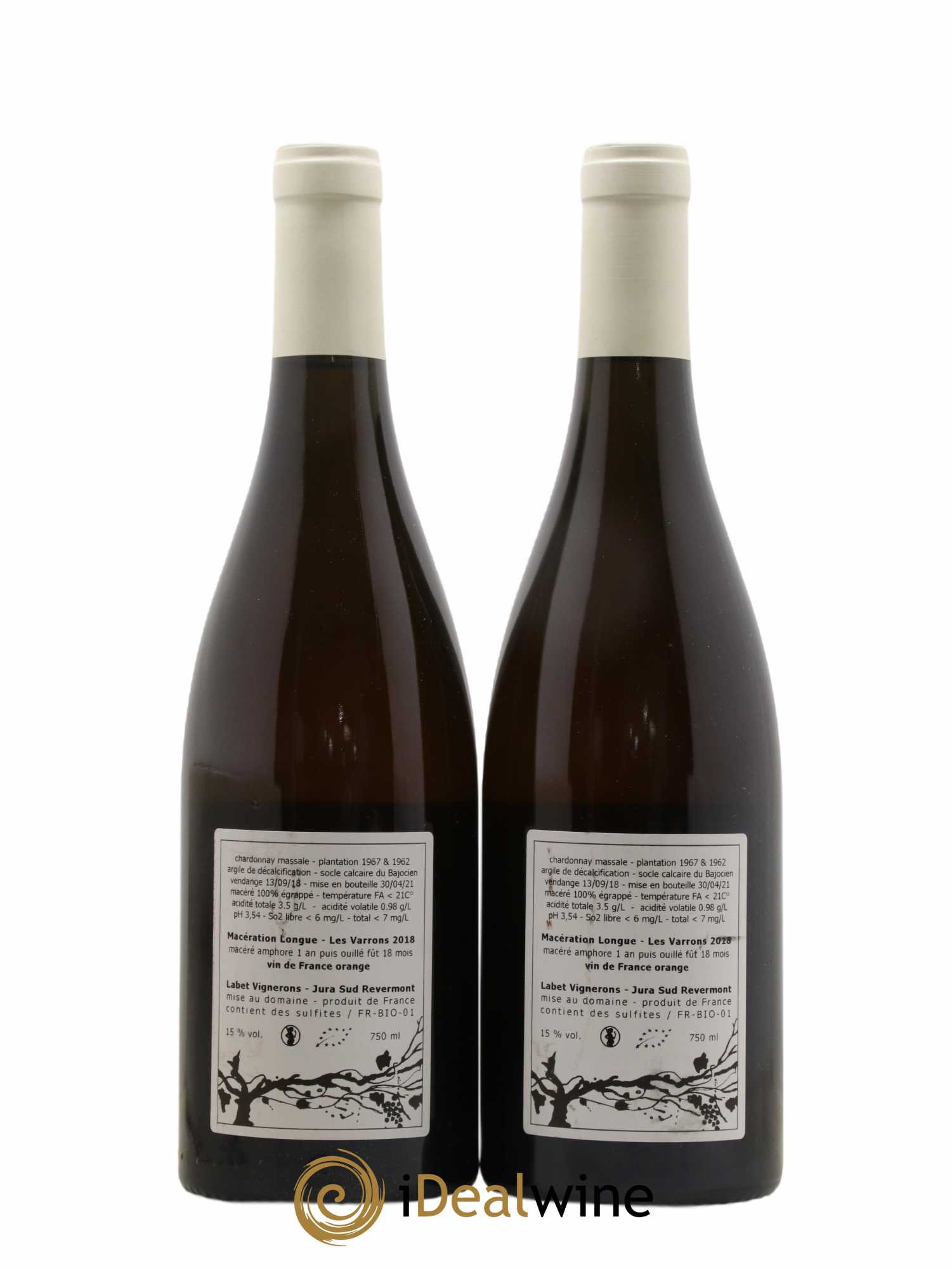 Côtes du Jura Chardonnay Les Varrons Macération Romain - Julien - Charline Labet 2018 - Lot de 2 bouteilles - 1