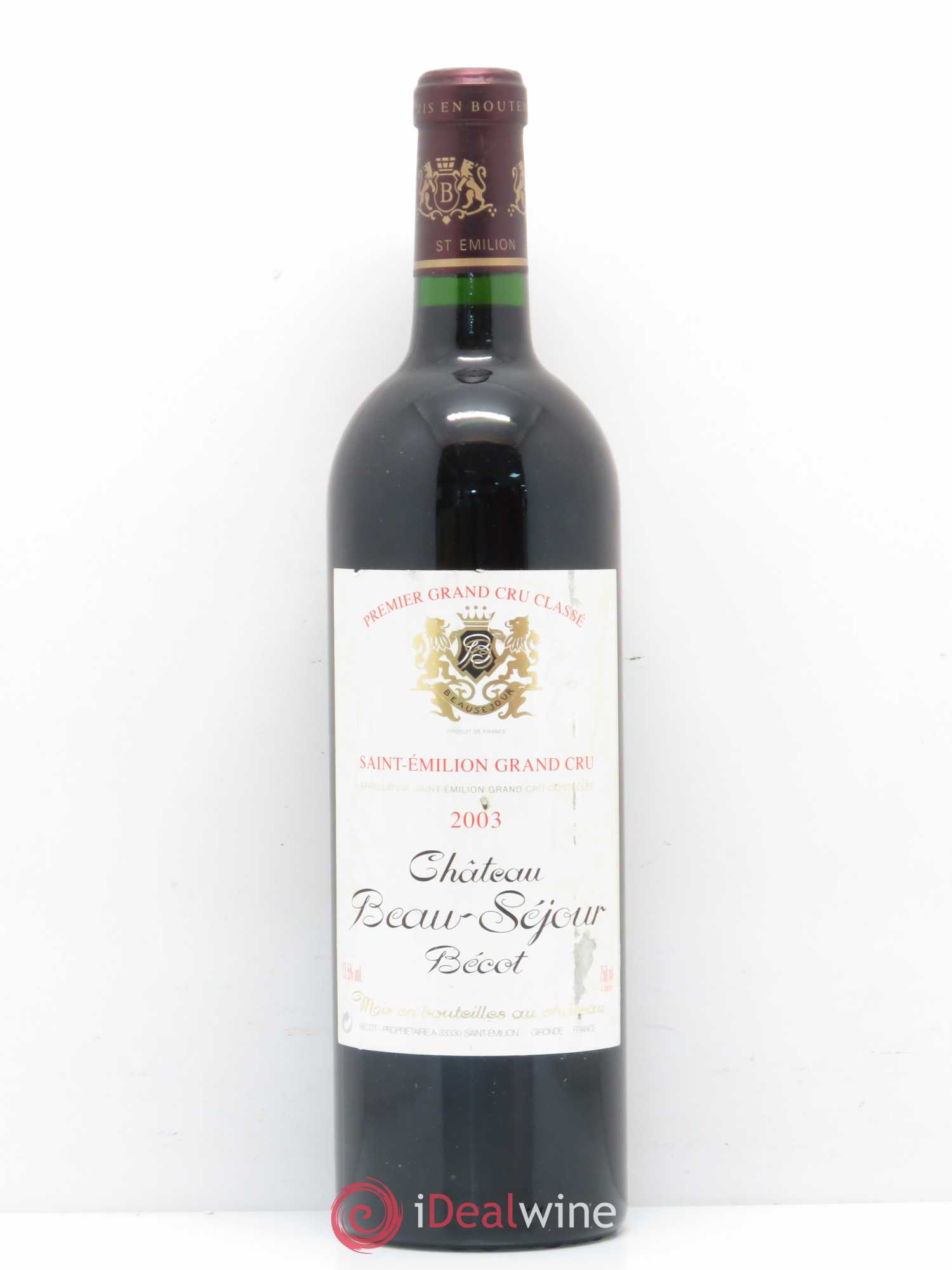 Château Beau-Séjour Bécot 1er Grand Cru Classé B 2003 - Lot de 1 bouteille - 0