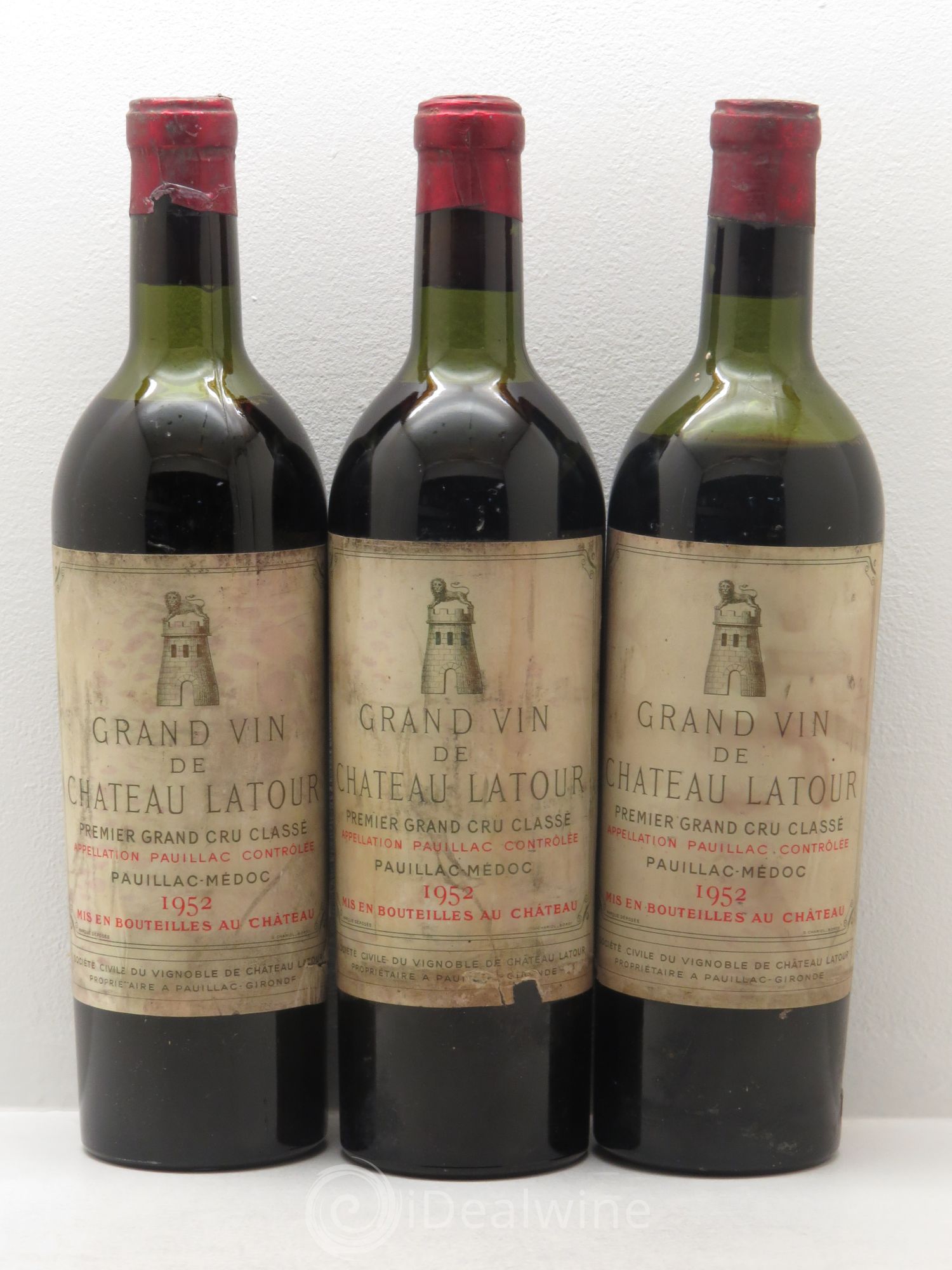 Château Latour 1er Grand Cru Classé 1952 - Lot de 3 bouteilles - 0