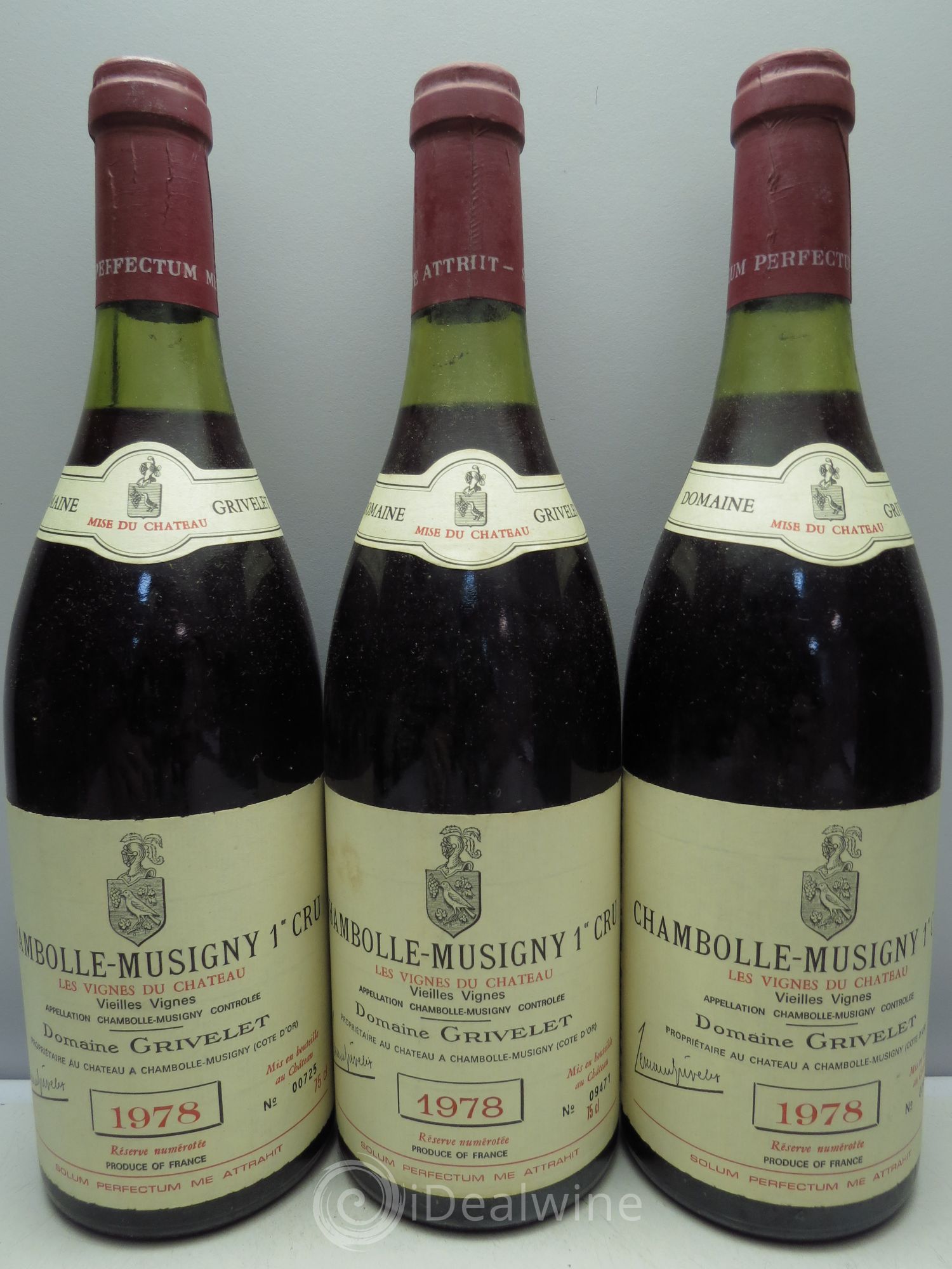 Chambolle-Musigny Vieilles Vignes "les Vignes du Château" Domaine Grivelet 1978 - Posten von 3 Flaschen - 0