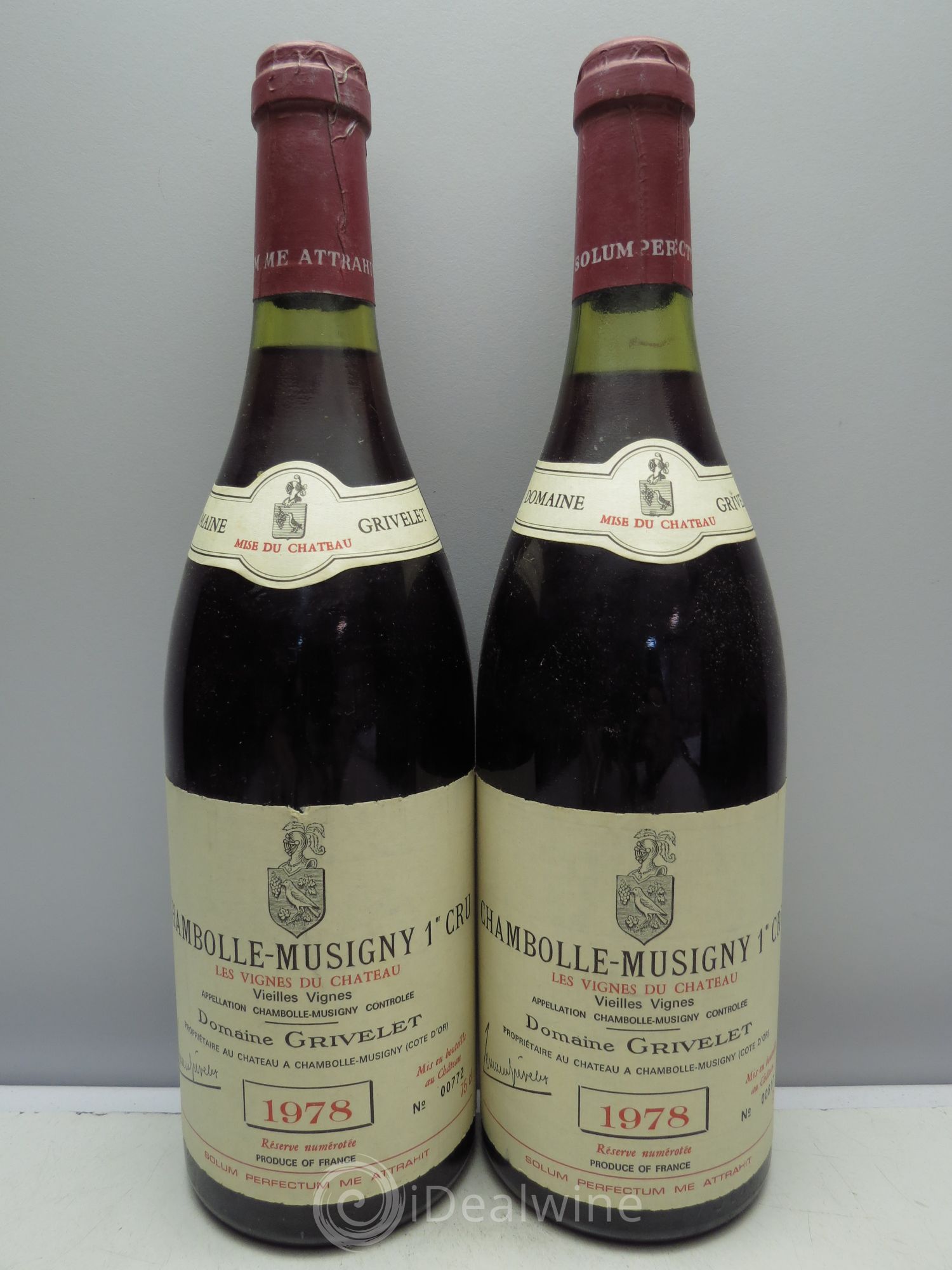 Chambolle-Musigny Vieilles Vignes "les Vignes du Château" Domaine Grivelet 1978 - Posten von 2 Flaschen - 0