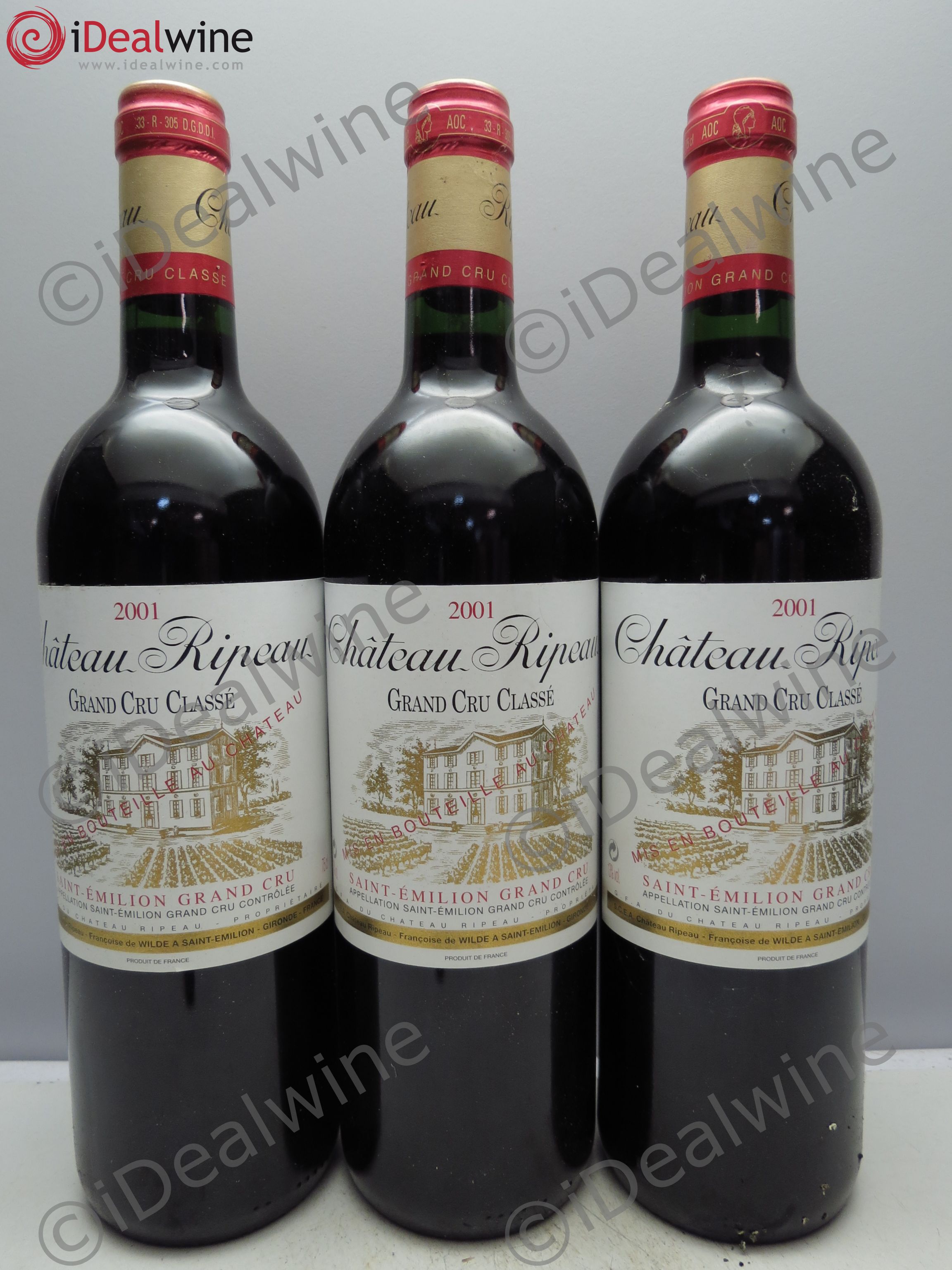 Château Ripeau Grand Cru Classé 2001 - Lot de 3 bouteilles - 0