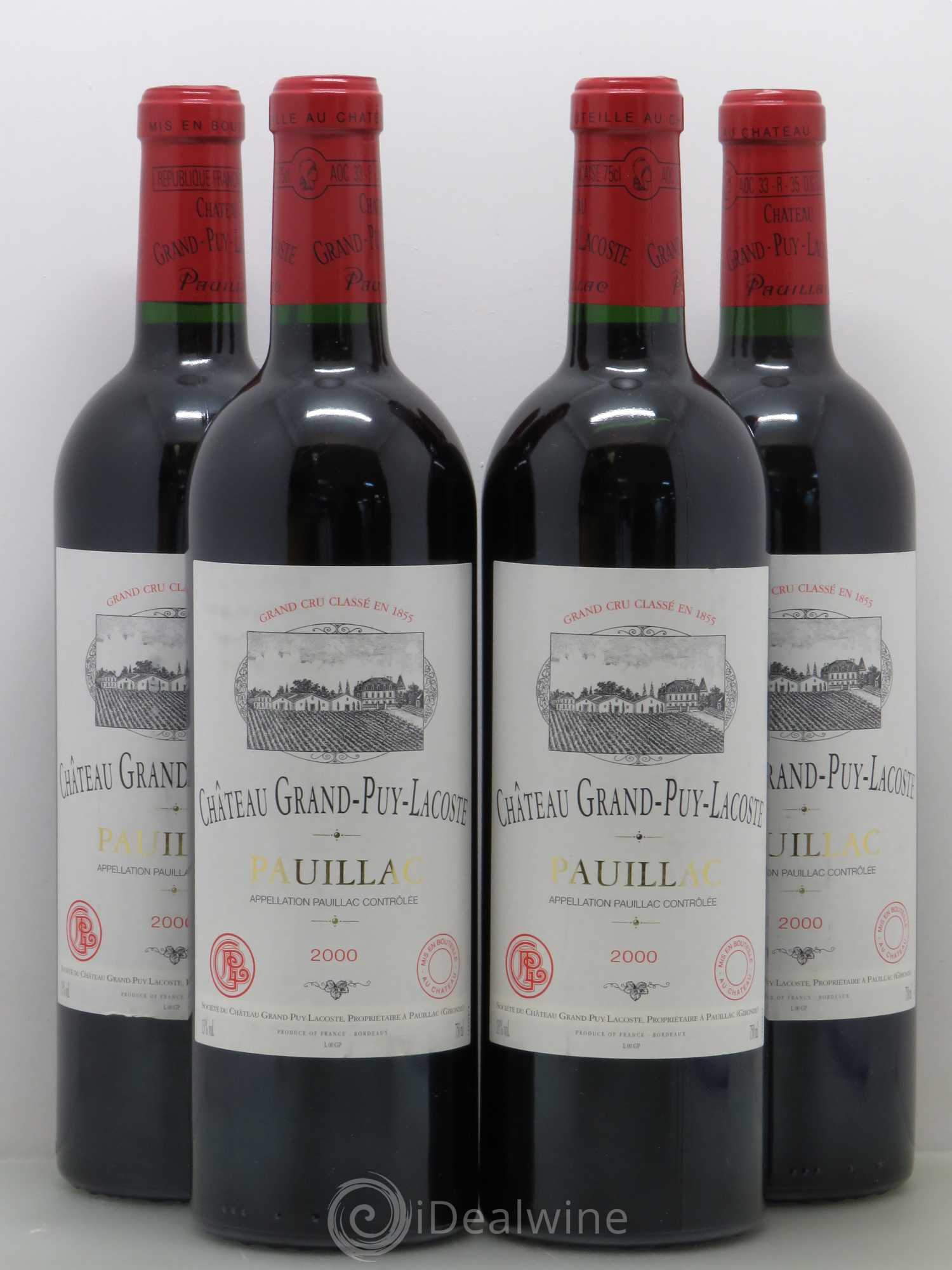 Château Grand Puy Lacoste 5ème Grand Cru Classé 2000 - Lot de 4 bouteilles - 0