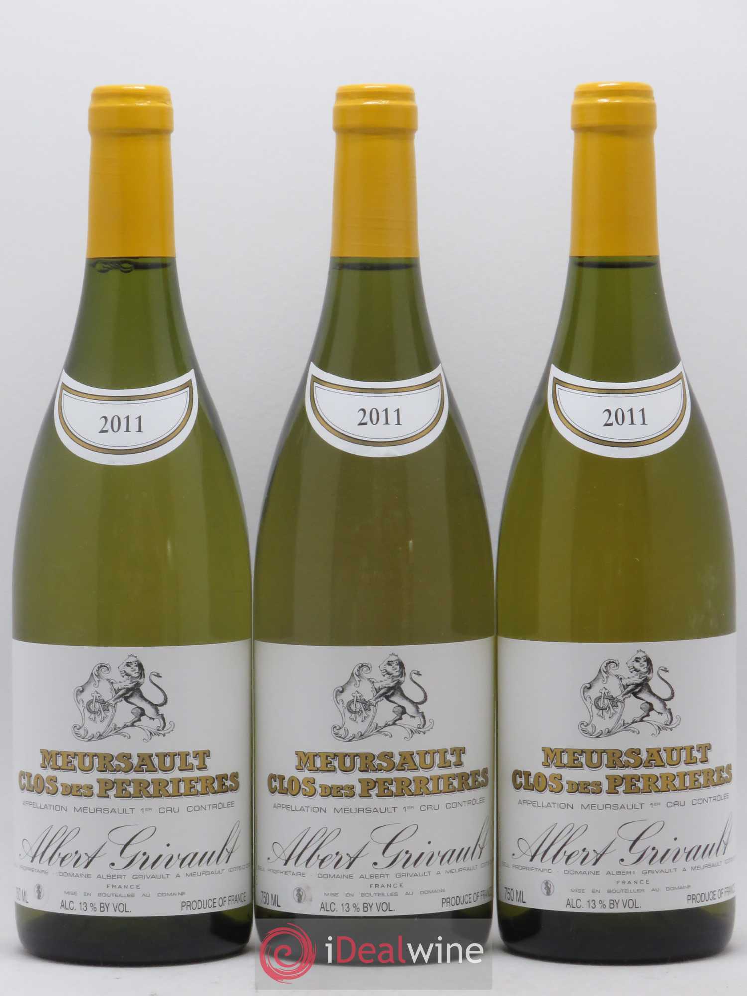 Meursault 1er Cru Clos des Perrières Monopole Albert Grivault 2011 - Lot de 3 bouteilles - 0