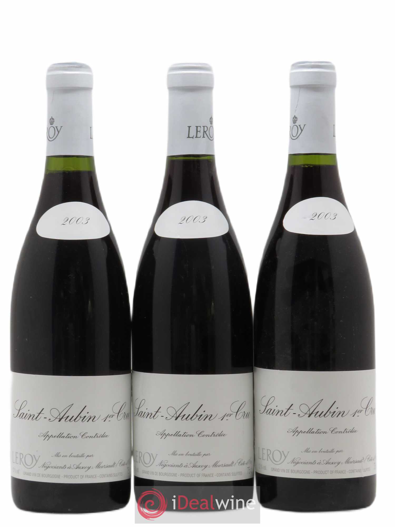 Saint-Aubin 1er Cru Leroy SA 2003 - Lot de 3 bouteilles - 0