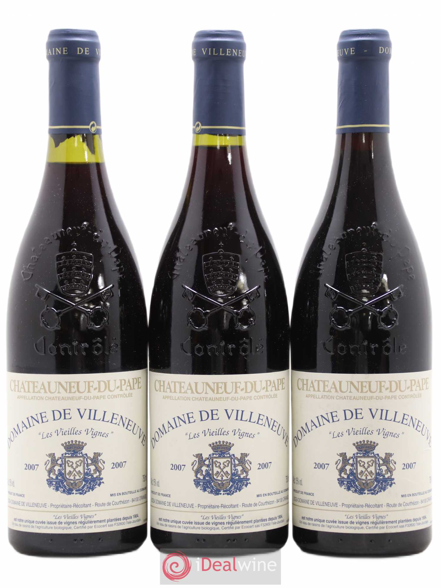 Châteauneuf-du-Pape Vieilles Vignes Domaine de Villeneuve 2007 - Lot de 3 bouteilles - 0