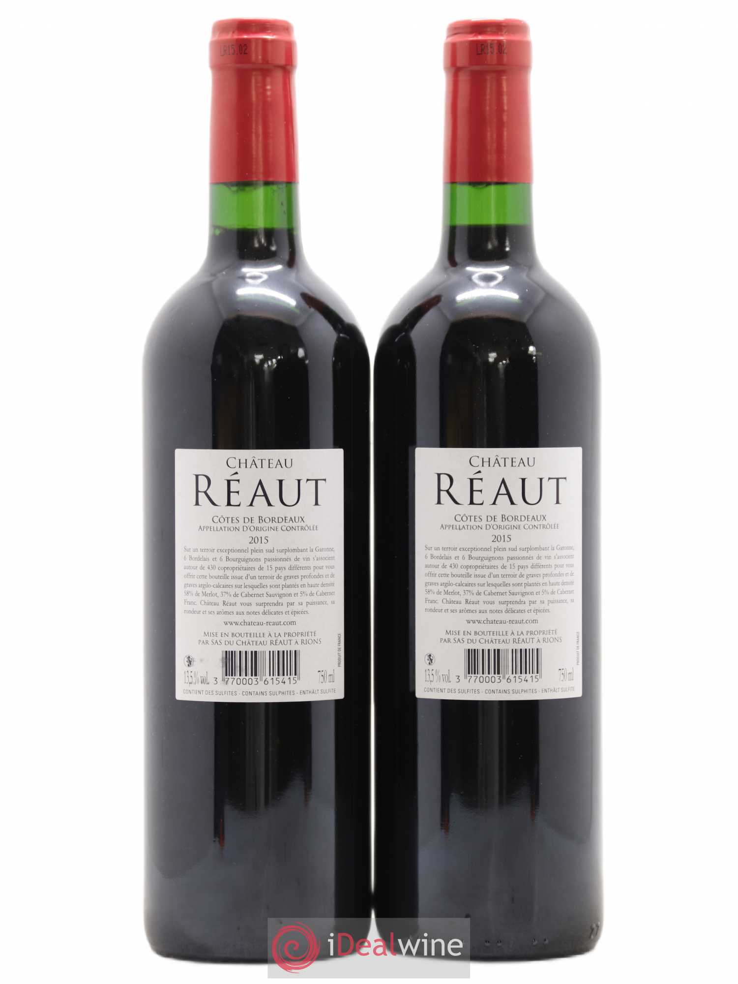 Bordeaux Cotes De Bordeaux Reaut (sans prix de réserve) 2015 - Posten von 2 Flaschen - 1