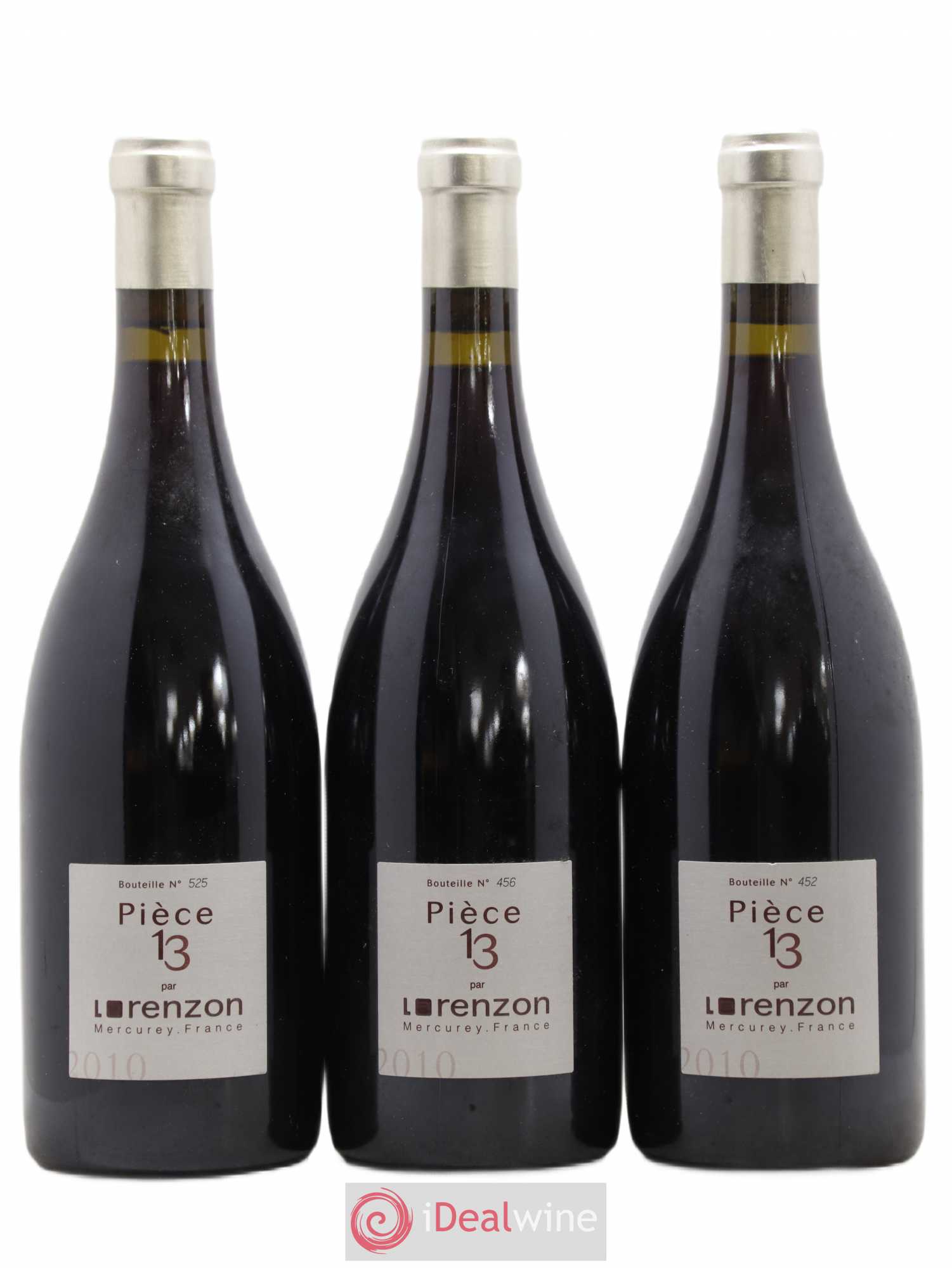 Mercurey 1er Cru Pièce 13 Bruno Lorenzon 2010 - Lot de 3 bouteilles - 0