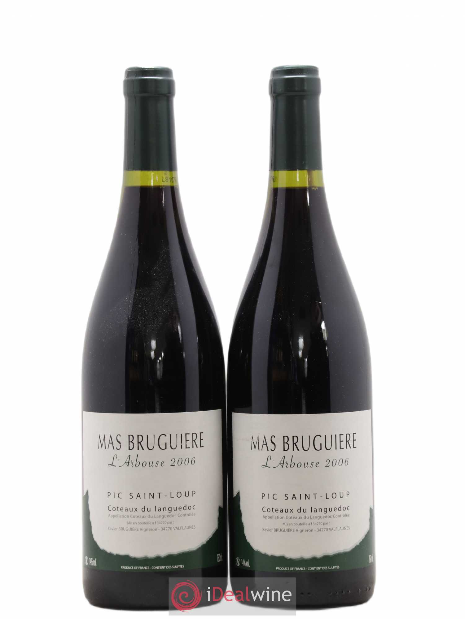 Pic Saint-Loup Mas Bruguière L'Arbouse Guilhem et Xavier Bruguière 2006 - Lot de 2 bouteilles - 0