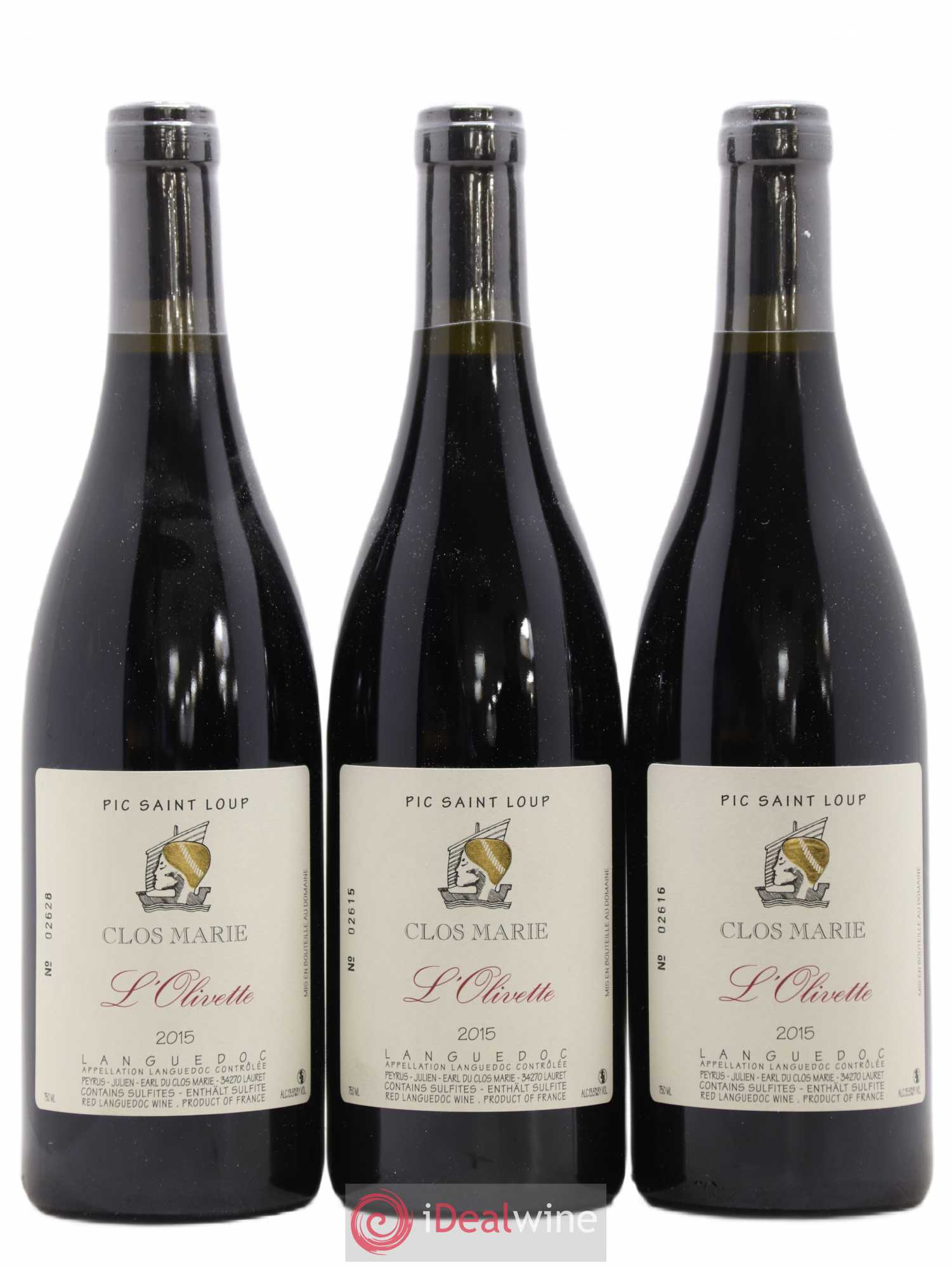 Pic Saint-Loup Clos Marie Olivette Christophe Peyrus et Françoise Julien 2015 - Lot de 3 bouteilles - 0