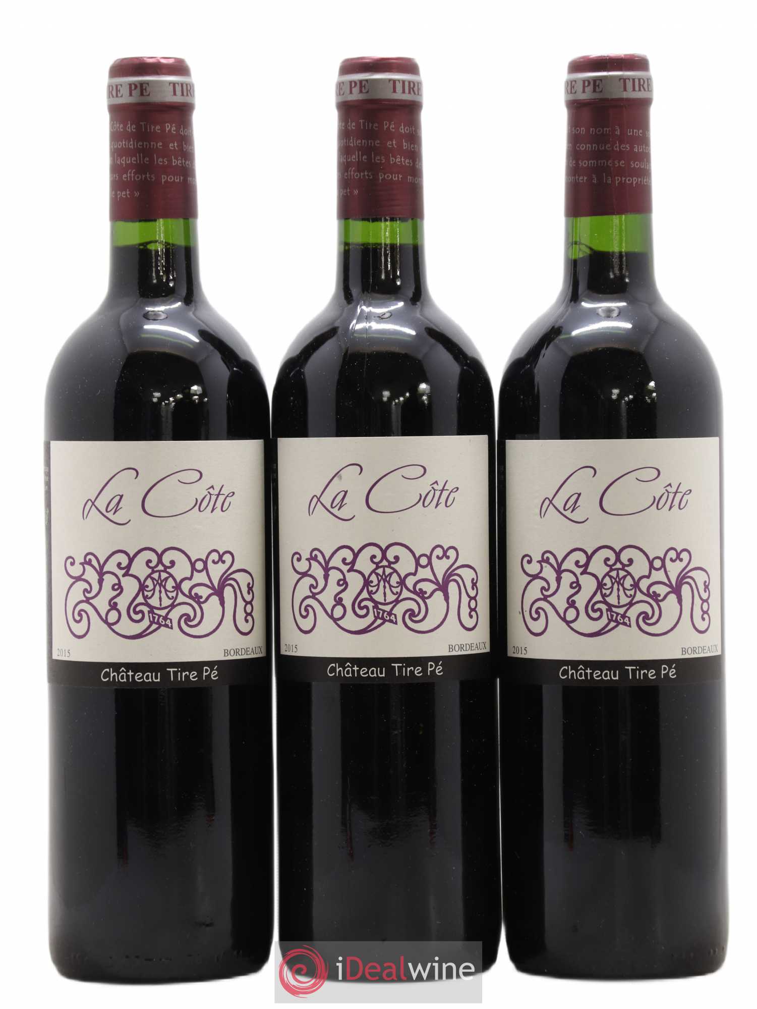 Bordeaux La Côte Tire Pé (sans prix de réserve) 2015 - Posten von 3 Flaschen - 0