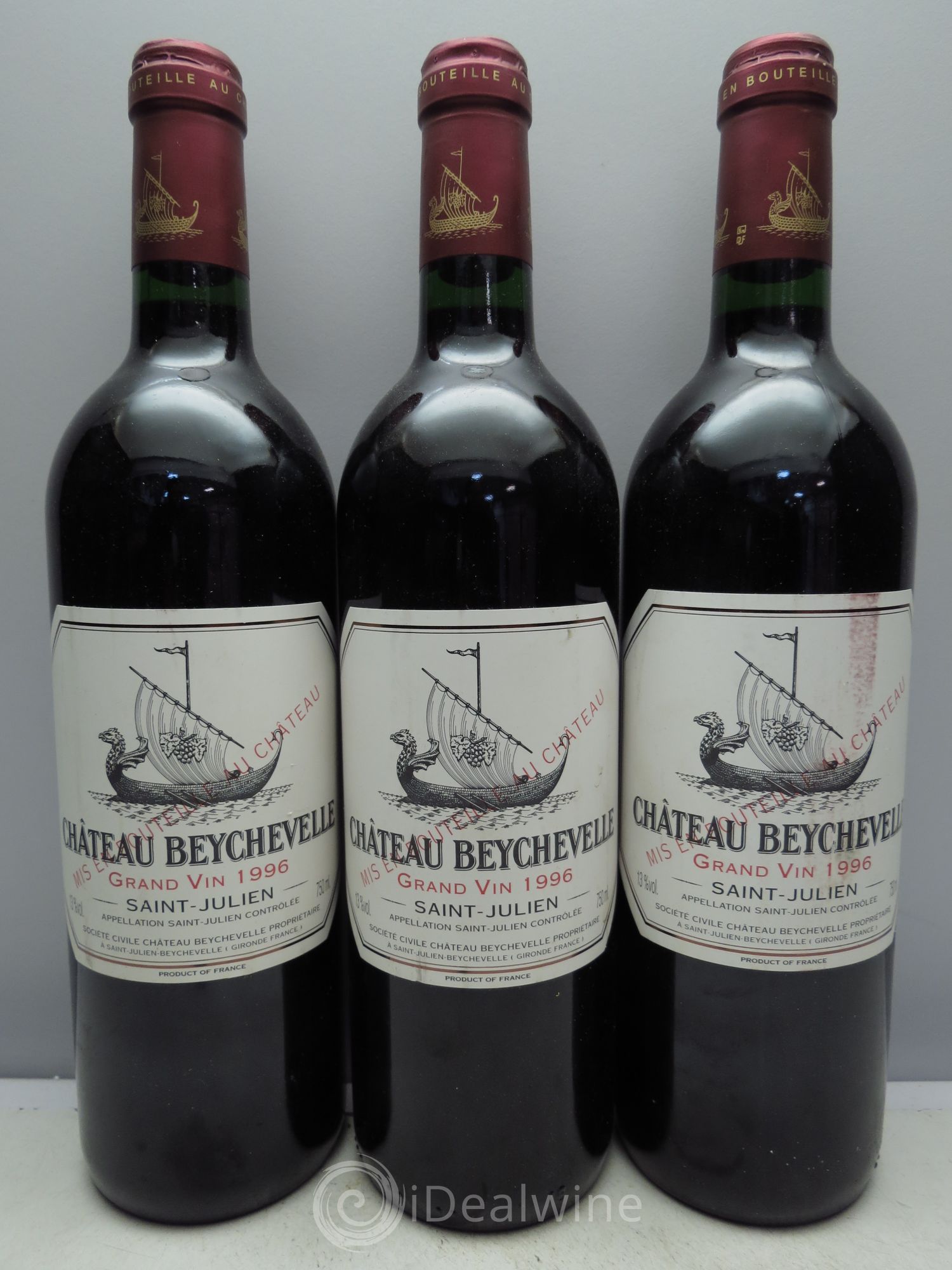 Château Beychevelle 4ème Grand Cru Classé 1996 - Lot de 3 bouteilles - 0