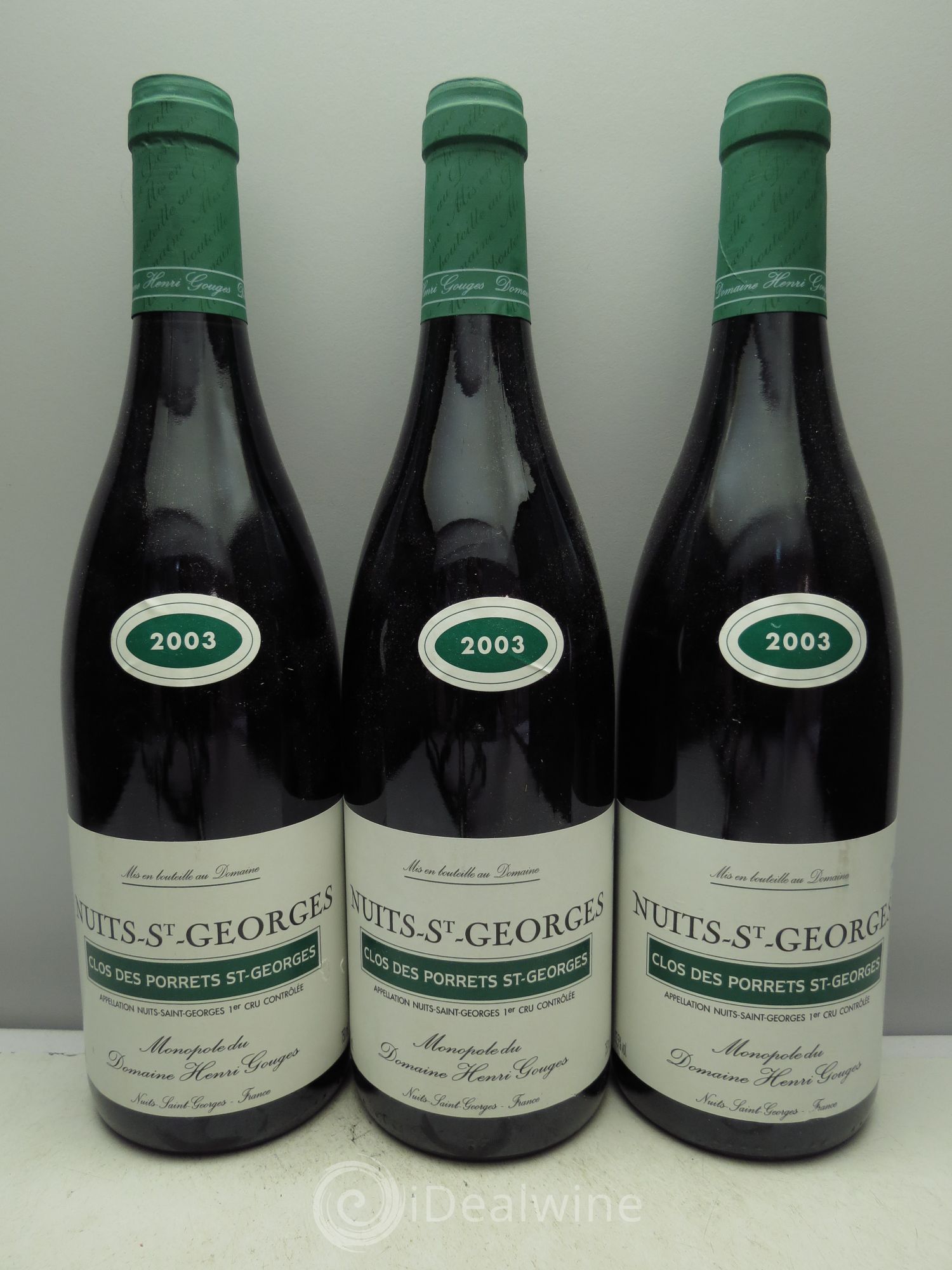 Nuits-Saint-Georges 1er Cru Clos des Porrets St Georges Henri Gouges 2003 - Lot de 3 bouteilles - 0