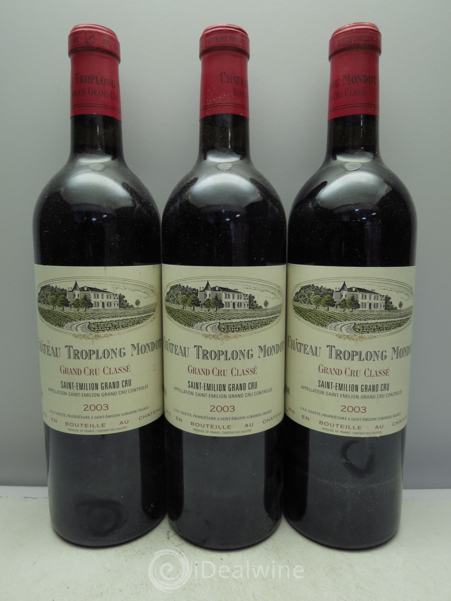 Château Troplong Mondot 1er Grand Cru Classé B 2003 - Lot de 3 bouteilles - 0
