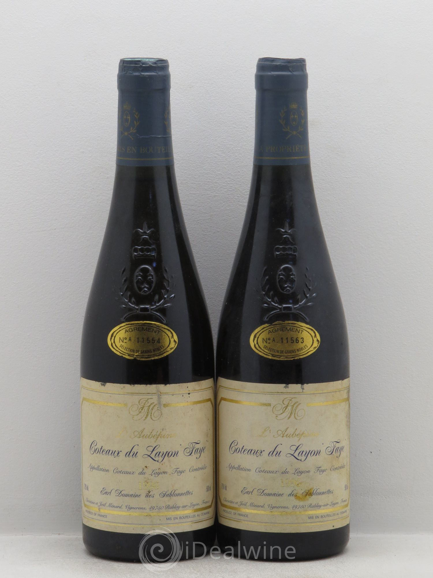 Coteaux du Layon Faye Aubépine Domaine des Sablonettes (50cl) 1996 - Lotto di 2 bottiglie - 0