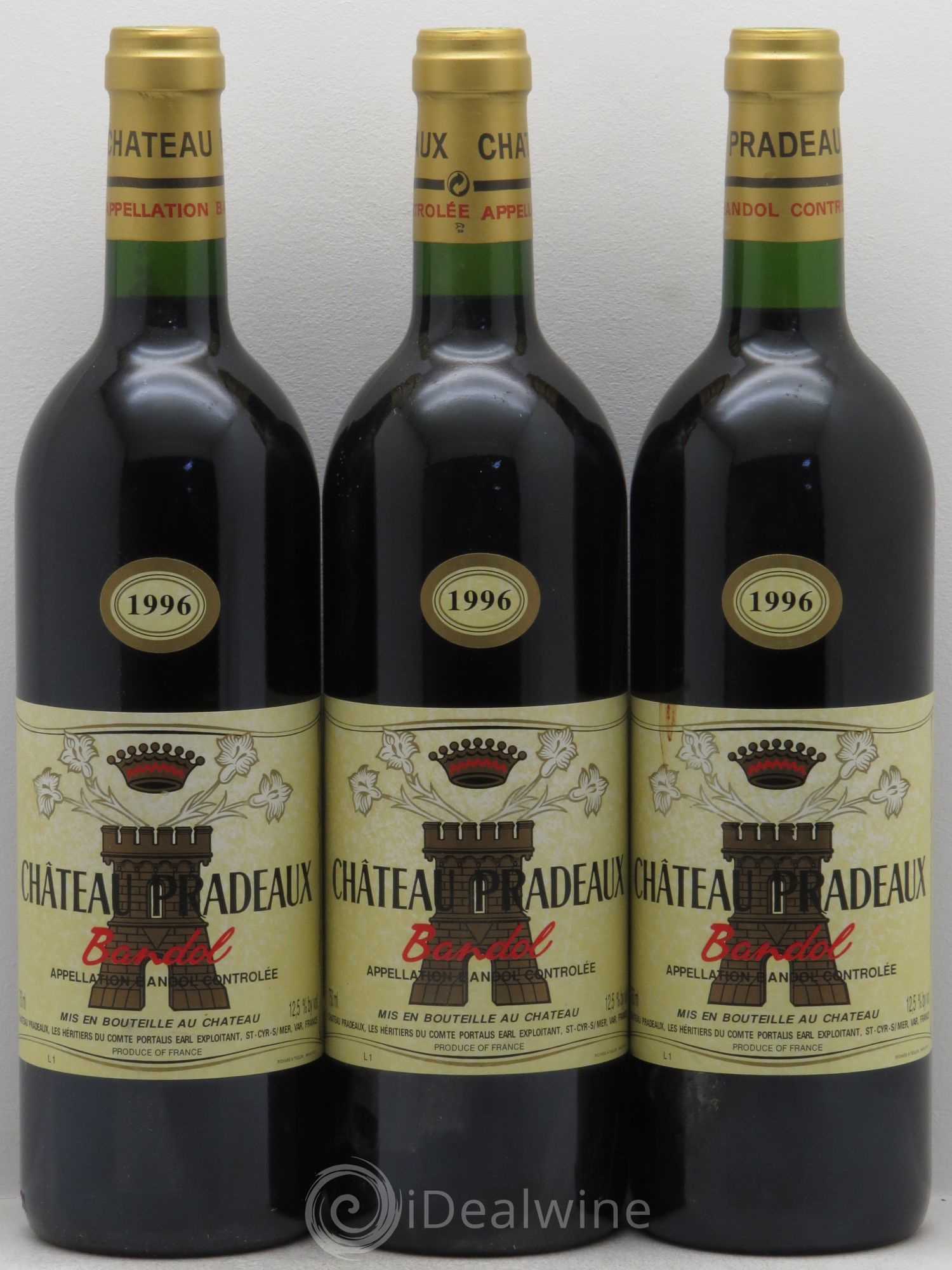 Bandol Château Pradeaux Famille Portalis 1996 - Lot de 3 bouteilles - 0