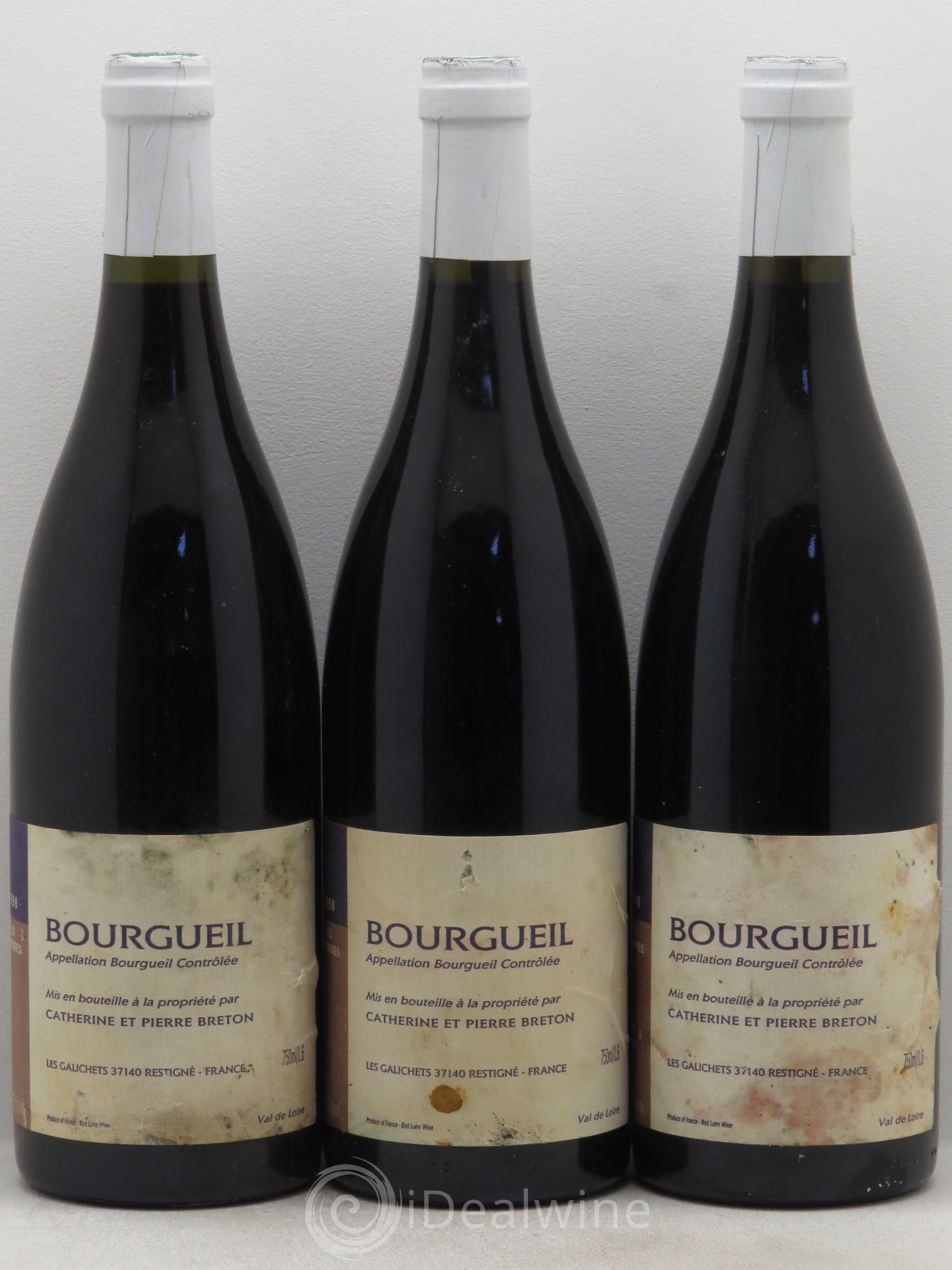 Bourgueil Les Perrières Catherine et Pierre Breton 1998 - Lot de 3 bouteilles - 0