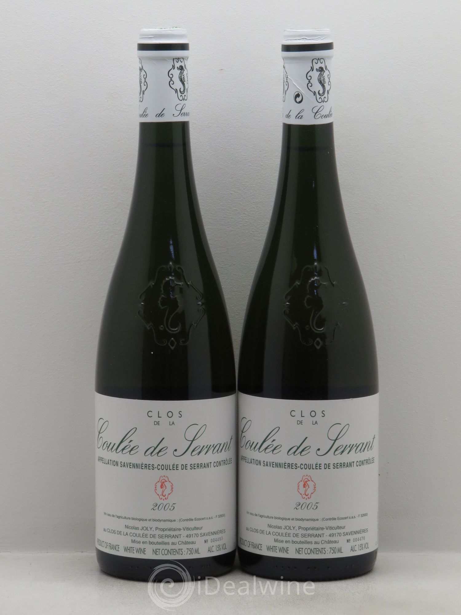 Savennières Clos de la Coulée de Serrant Vignobles de la Coulée de Serrant - Nicolas Joly 2005 - Lot de 2 bouteilles - 0