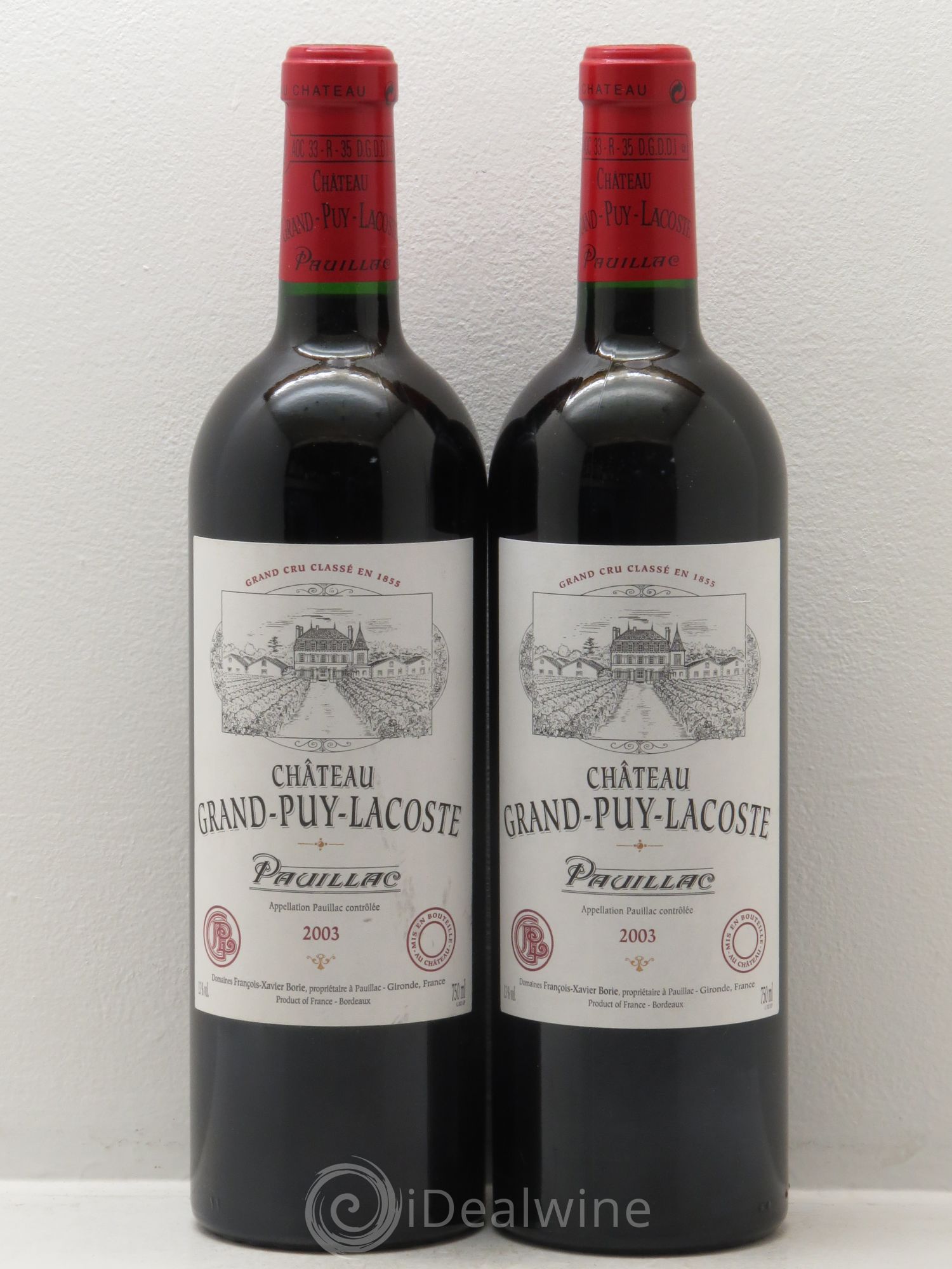 Château Grand Puy Lacoste 5ème Grand Cru Classé 2003 - Lot de 2 bouteilles - 0