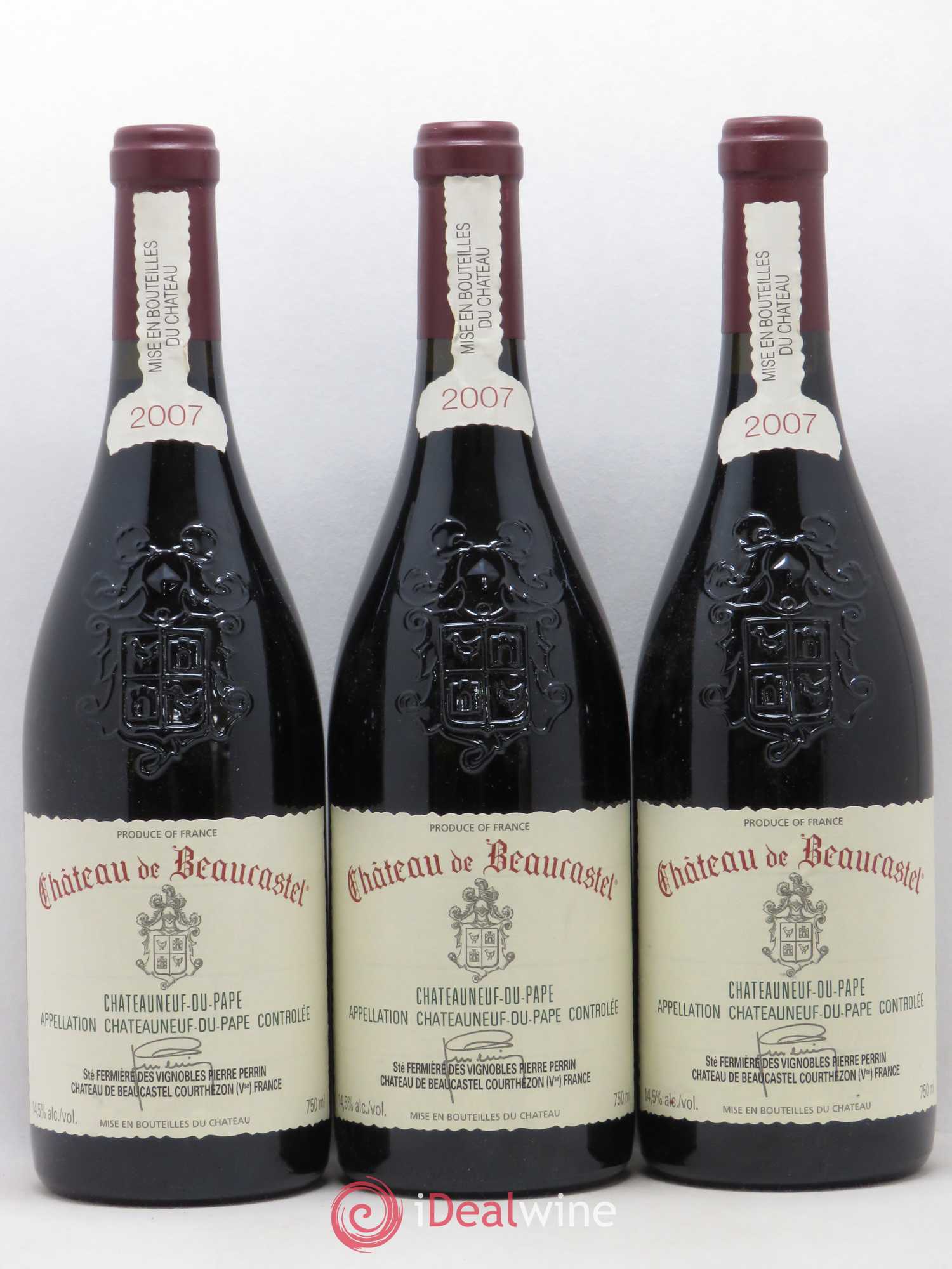 Châteauneuf-du-Pape Château de Beaucastel Famille Perrin 2007 - Lot de 3 bouteilles - 0