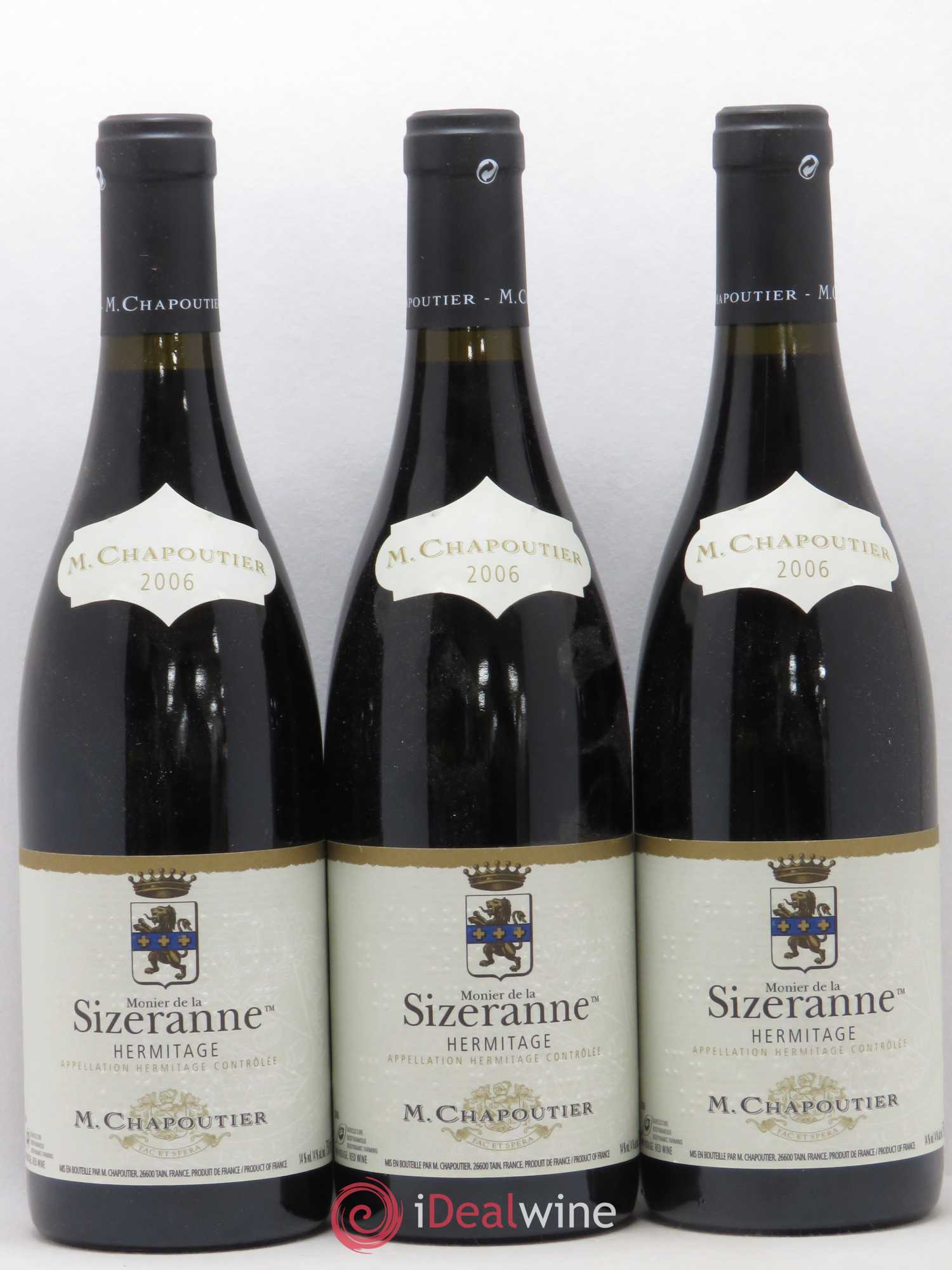Hermitage Monier de La Sizeranne Chapoutier 2006 - Lot de 3 bouteilles - 0