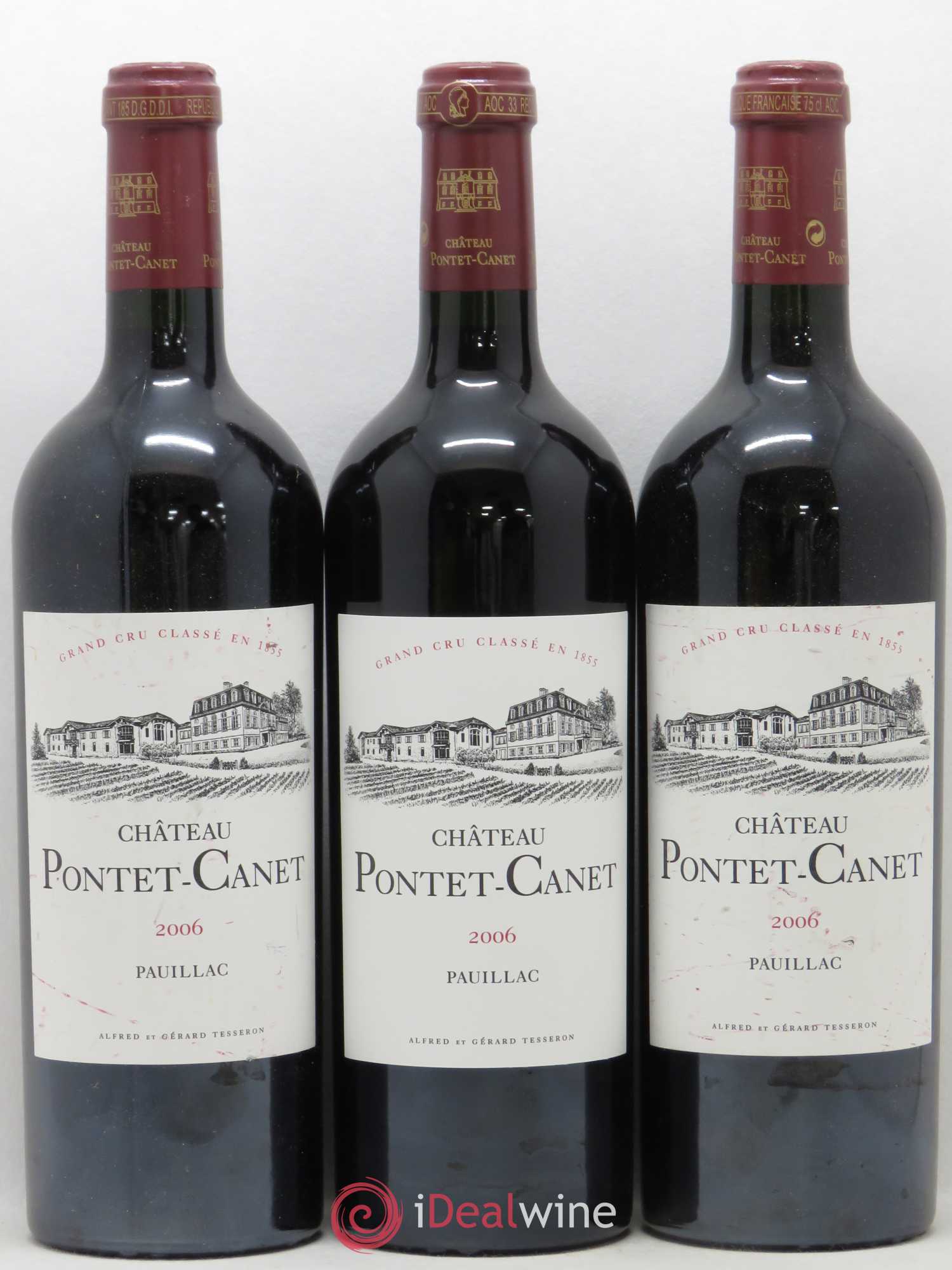 Château Pontet Canet 5ème Grand Cru Classé 2006 - Lot de 3 bouteilles - 0