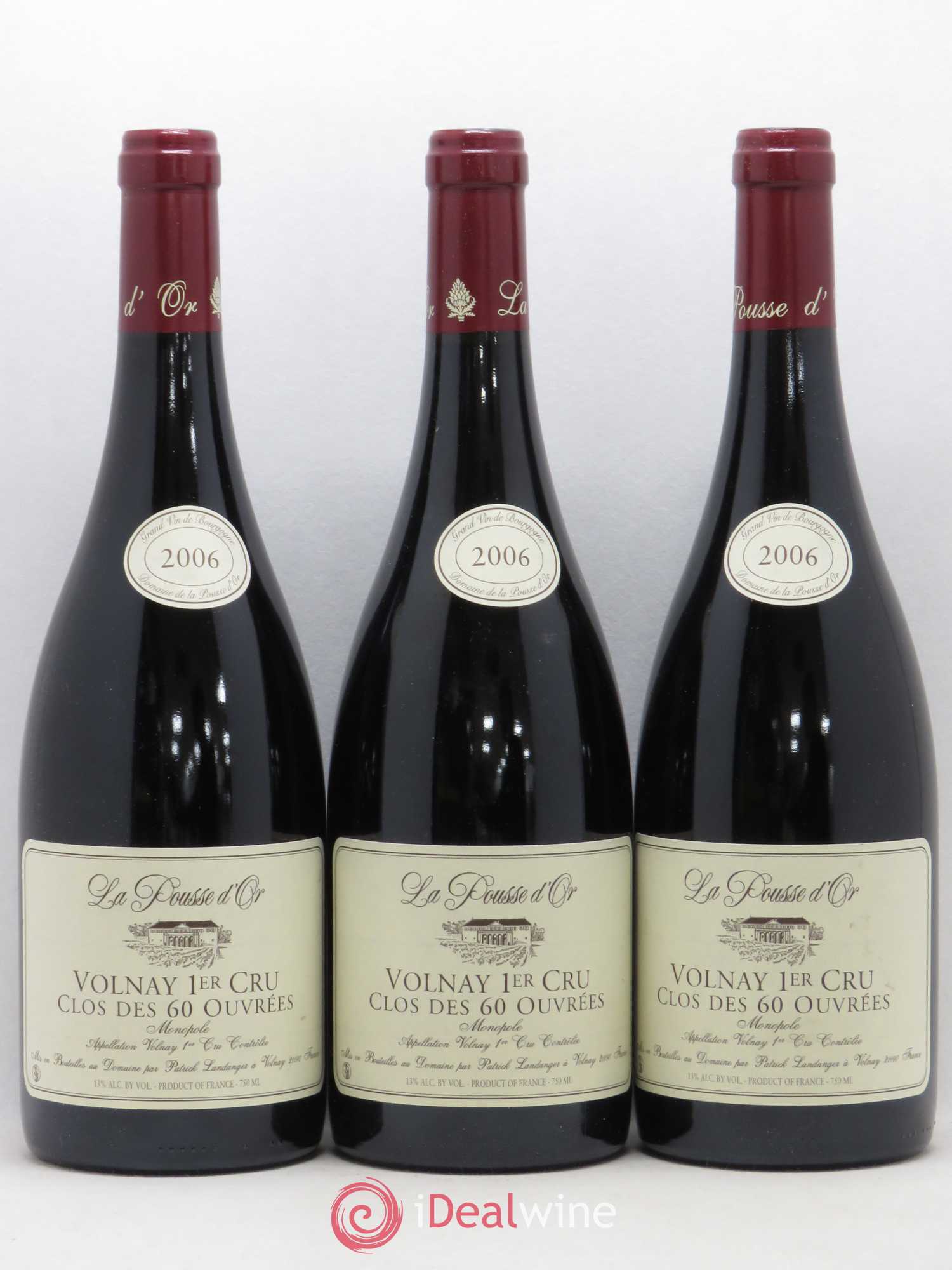 Volnay 1er Cru Clos des 60 ouvrées La Pousse d'Or (Domaine de) 2006 - Lot de 3 bouteilles - 0