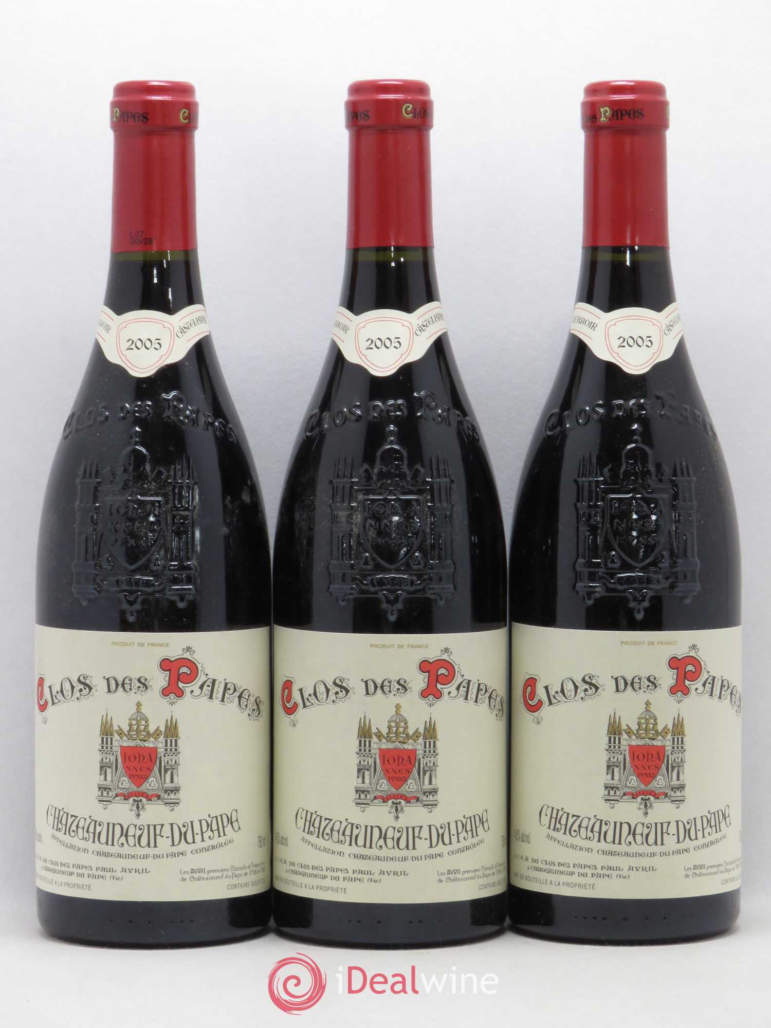 Châteauneuf-du-Pape Clos des Papes - Paul Avril 2005 - Lot de 3 bouteilles - 0