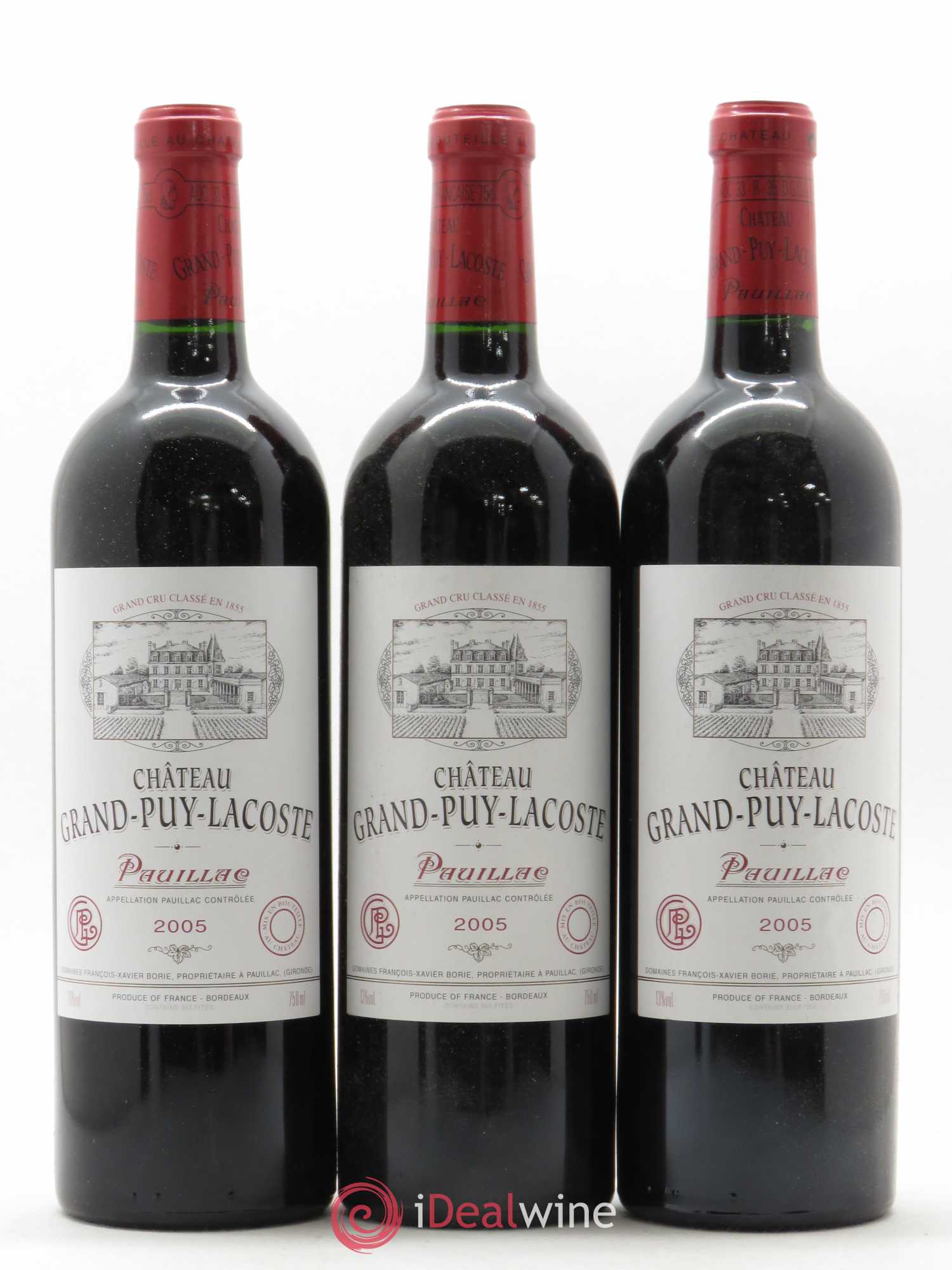 Château Grand Puy Lacoste 5ème Grand Cru Classé 2005 - Lot de 3 bouteilles - 0