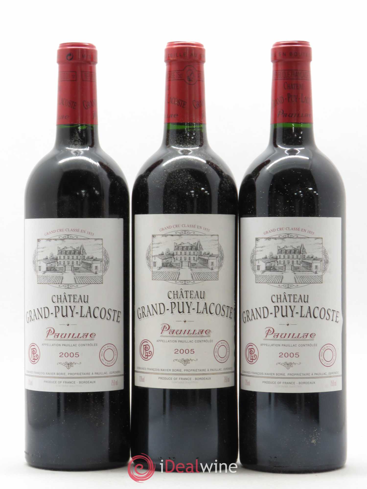 Château Grand Puy Lacoste 5ème Grand Cru Classé 2005 - Lot de 3 bouteilles - 0