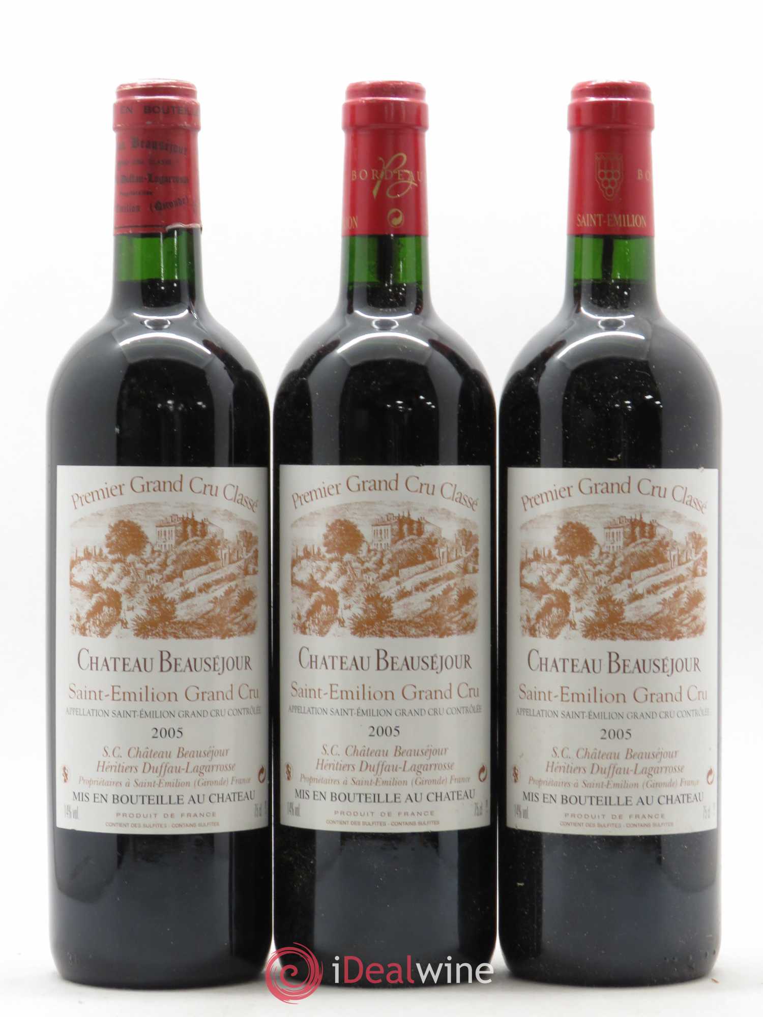 Château Beauséjour (Duffau-Lagarrosse) 1er Grand Cru Classé B 2005 - Lot de 3 bouteilles - 0