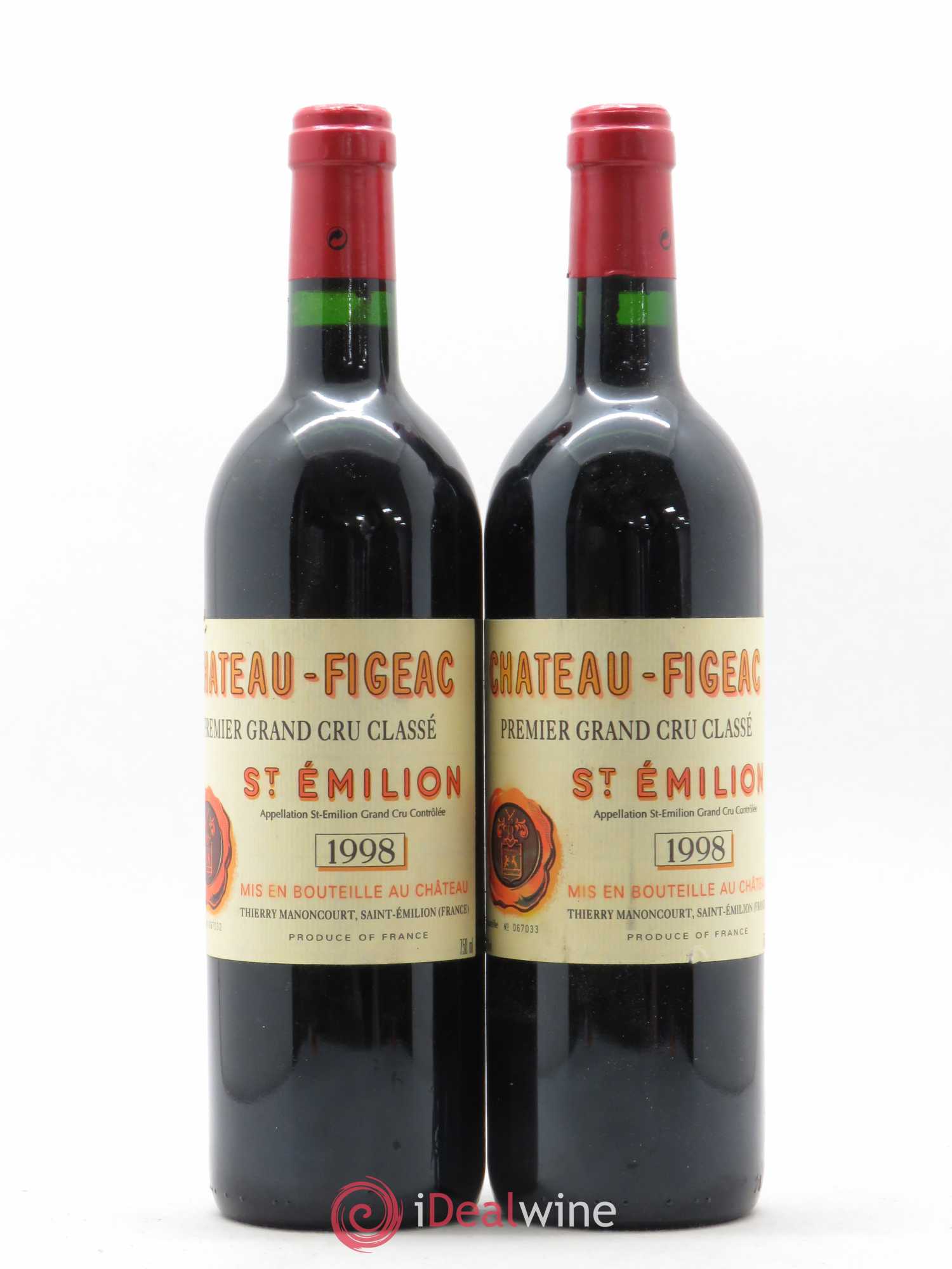 Château Figeac 1er Grand Cru Classé A 1998 - Lot de 2 bouteilles - 0